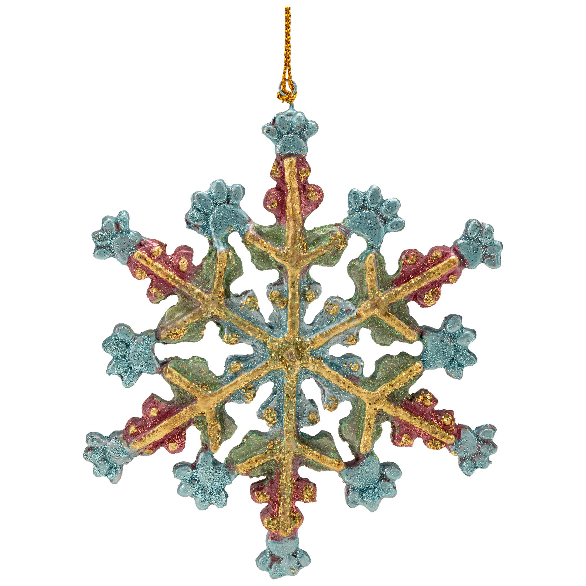 Glitter Paw Print Snowflake Ornament - Multi