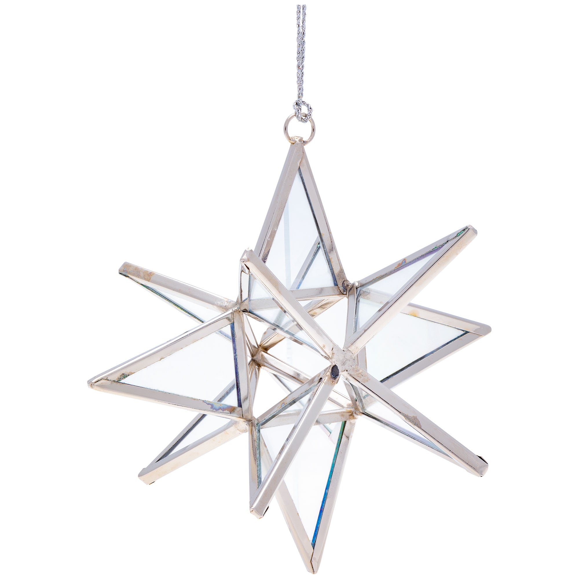 Glass Moravian Star Ornament - Medium - Clear