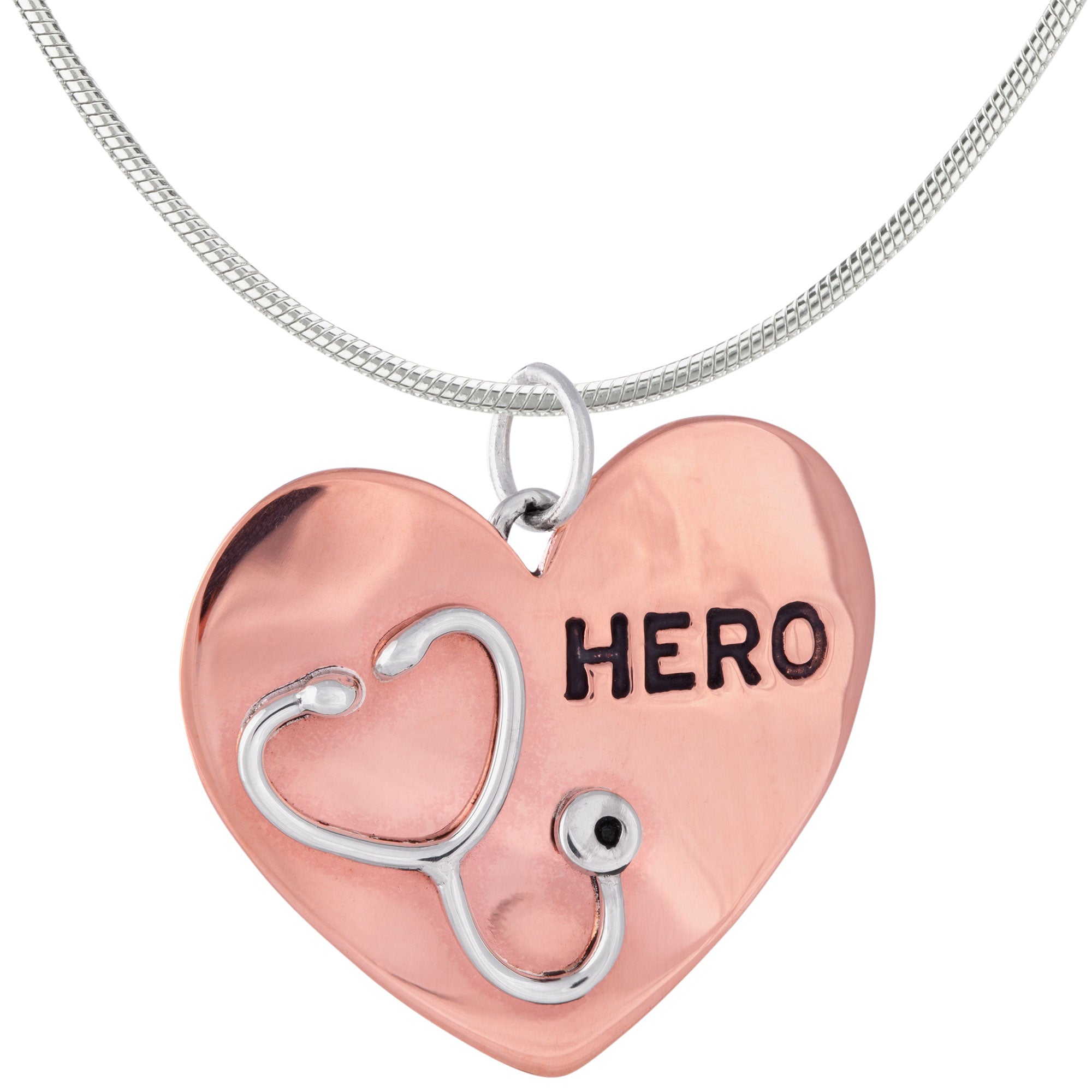 Healthcare Hero Mixed Metal Necklace - With Sterling Cable Chain