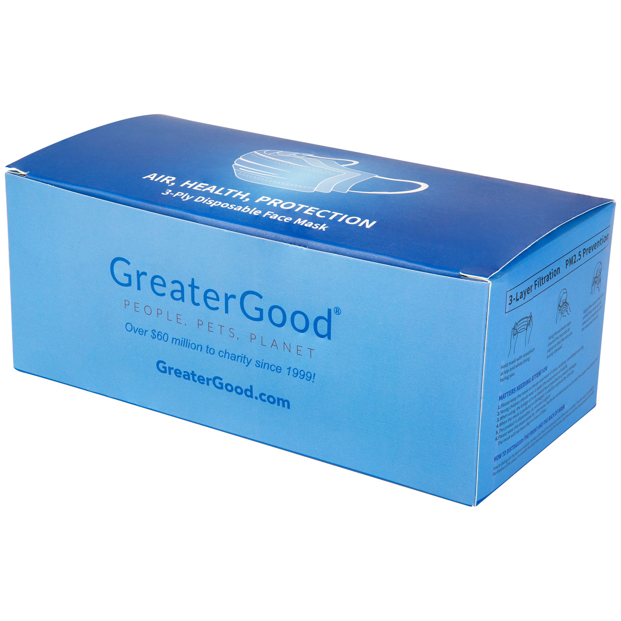 Disposable Face Masks With Earloops 3 Ply Box Of 50 Greatergood