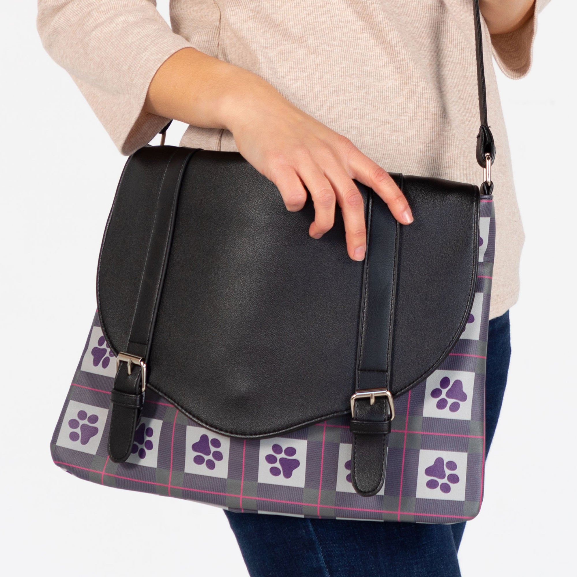 Colorful Paws Crossbody Purse - Checkerboard Paws