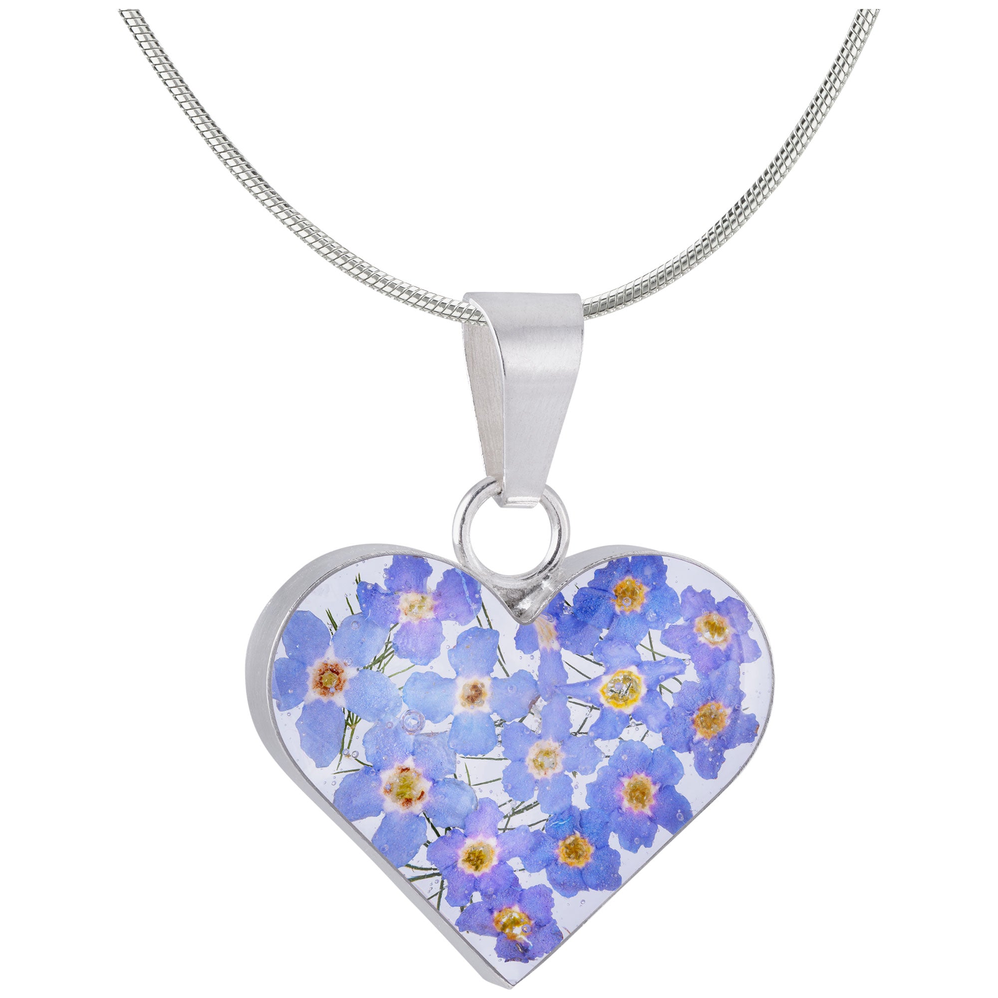 Forget-Me-Not Sterling Necklace - Heart - With Sterling Cable Chain