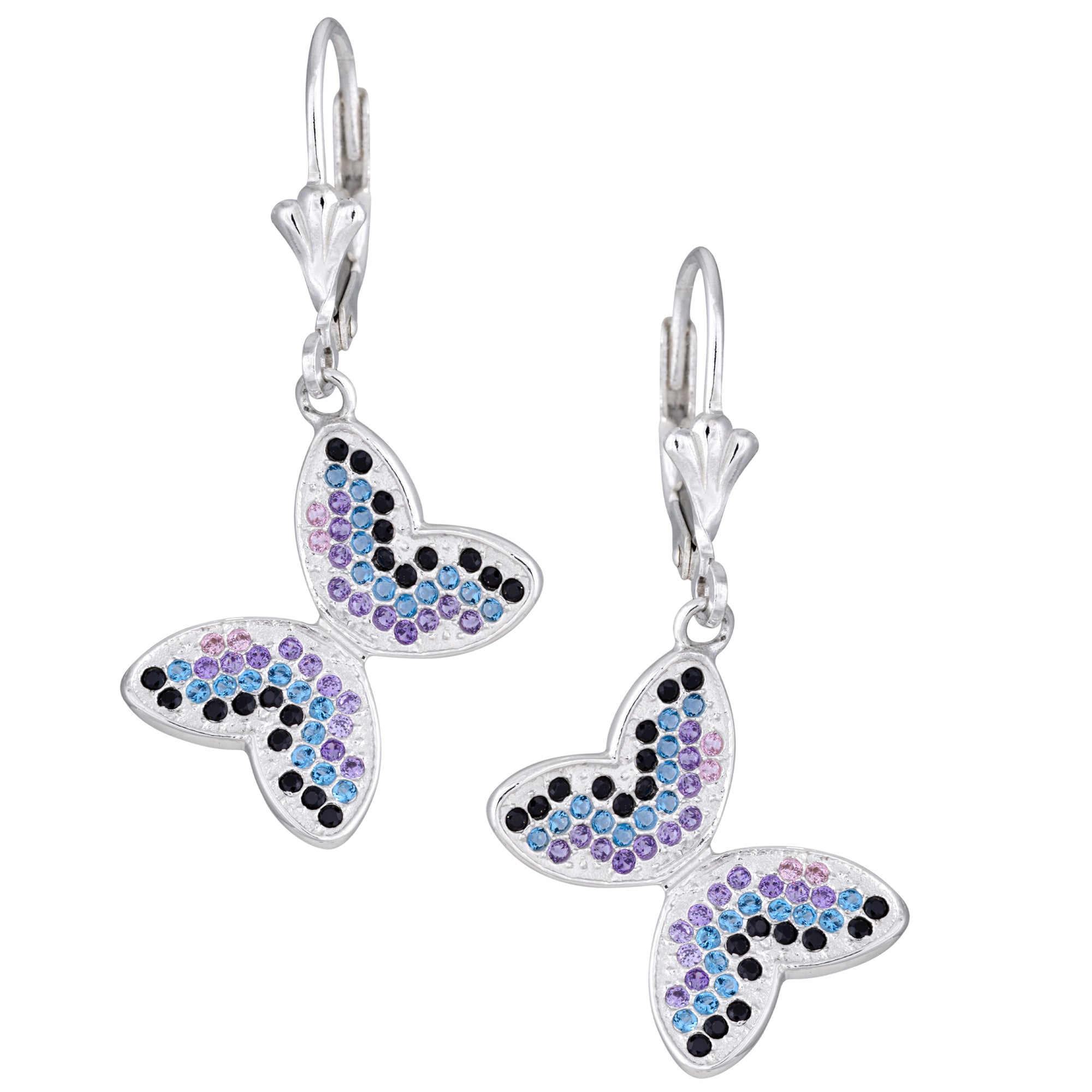 Fluttering Friends Sterling & Crystal Earrings - Butterfly