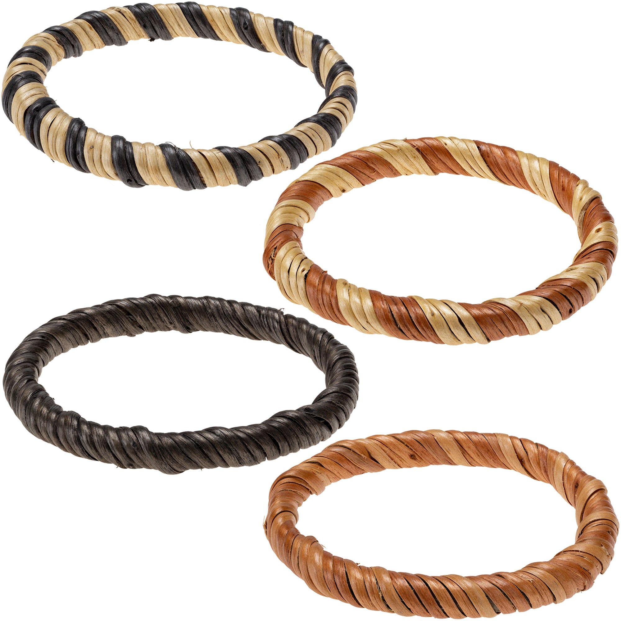 Zambia Basket Woven Bangle - Dark Stripe