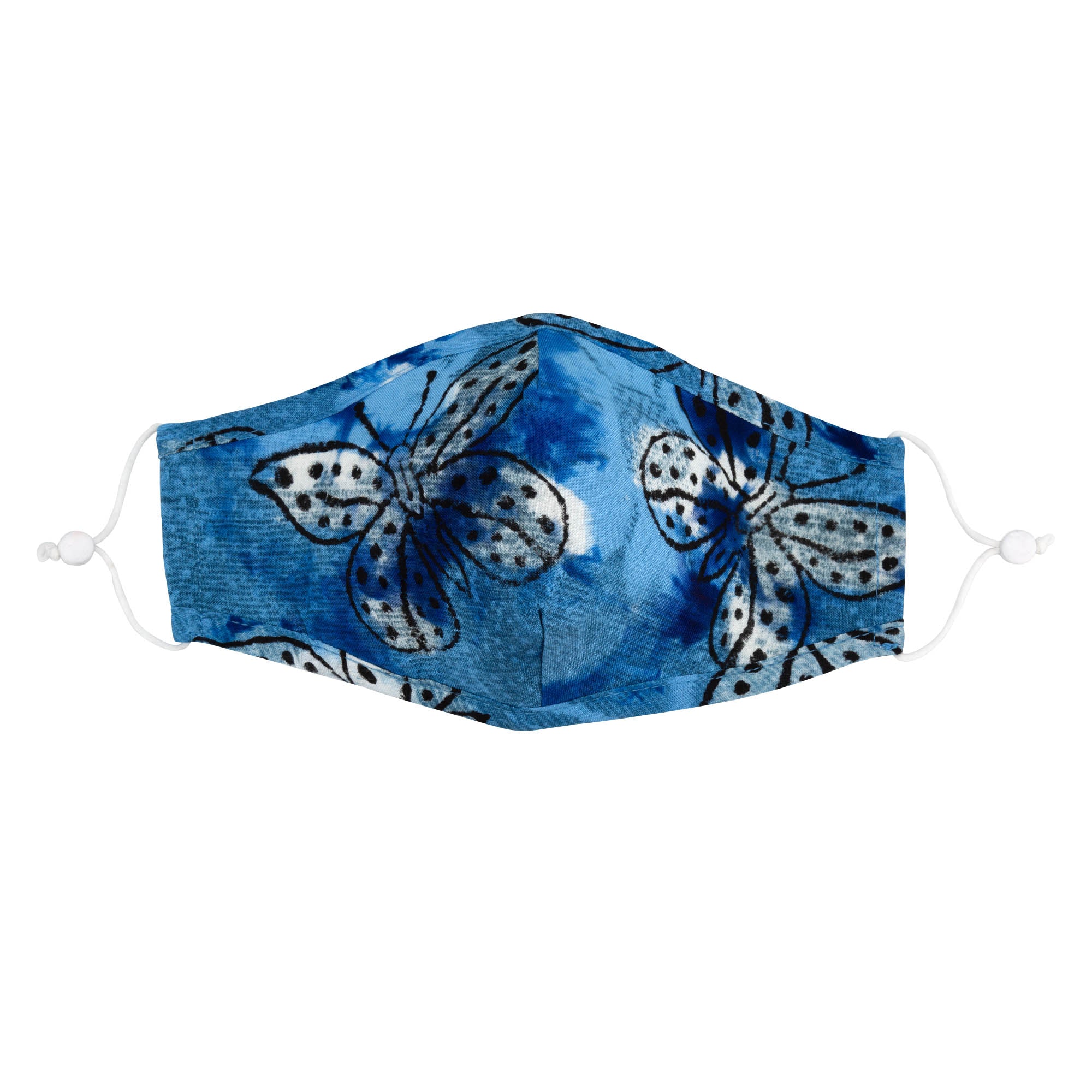 Butterflies In Bloom Face Mask & Headband - Face Mask Only - Blue