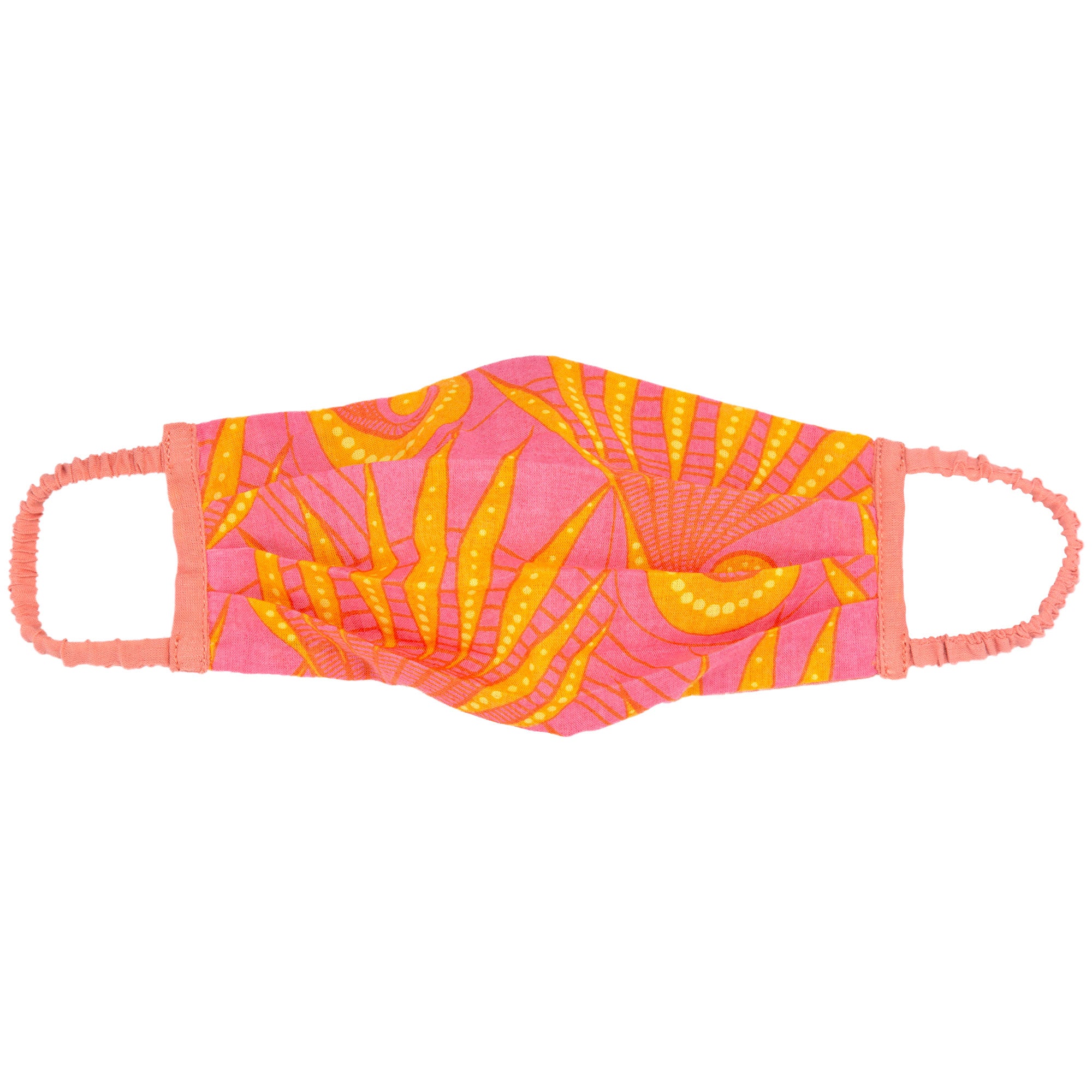 Children's Pleated Face Mask & Carrying Bag - Coral