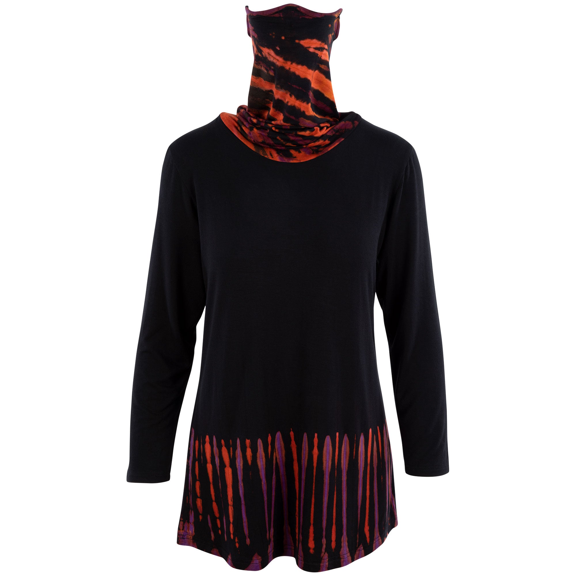 Tie-Dye Tunic With Face Mask - Burnt Orange - L