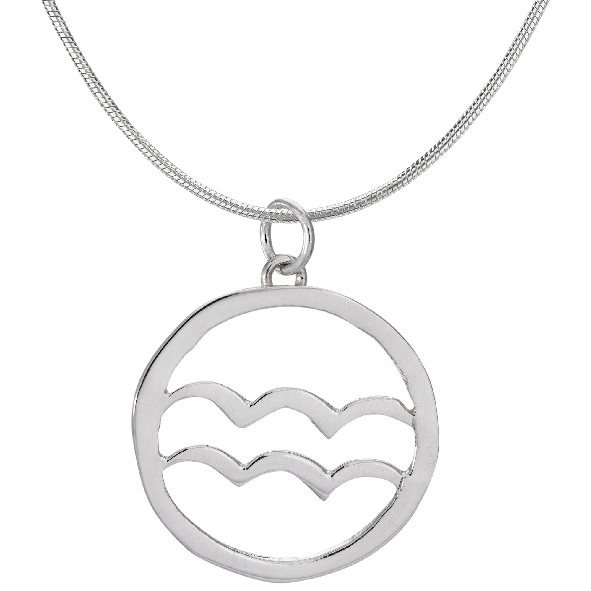 Zodiac Sign Astrology Necklace Collection - Aquarius - With Diamond Cut Chain