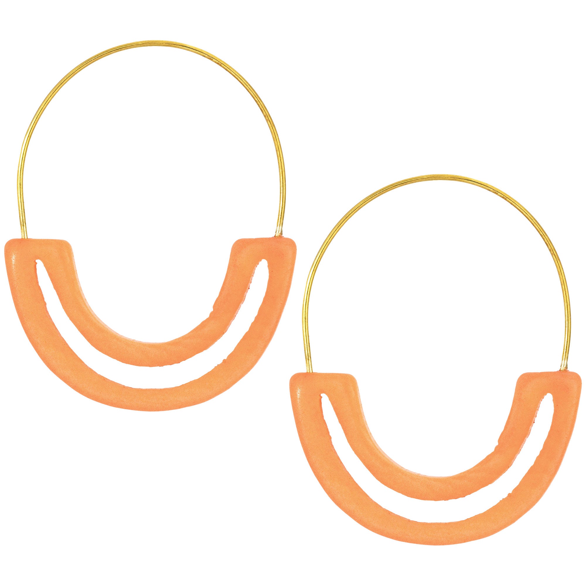 Carved Tagua Hoop Earrings - Tawny Orange