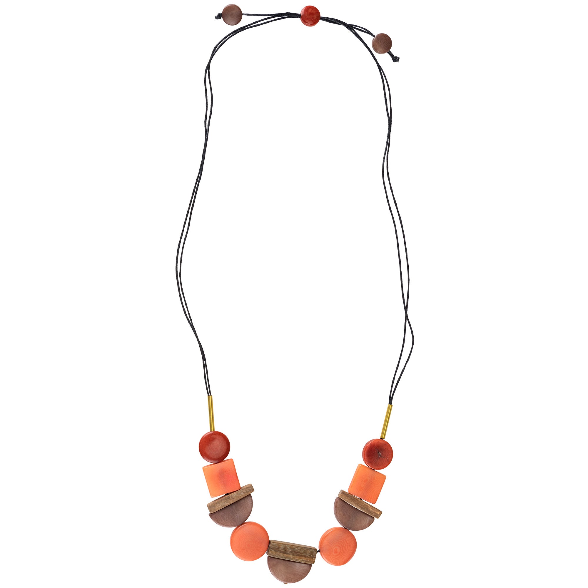 Lidia Tagua Wood & Brass Necklace - Sunset Full