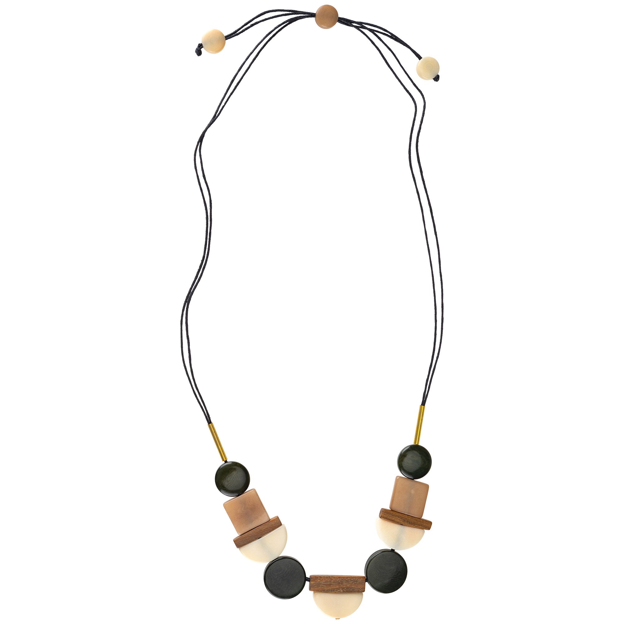 Lidia Tagua Wood & Brass Necklace - Black/White