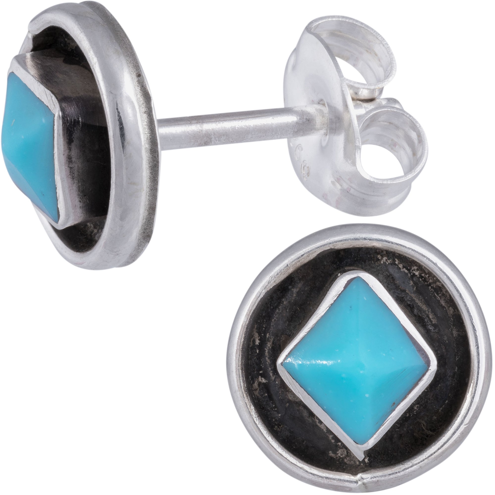 Sterling Zuni Shadowbox Earrings - Diamond