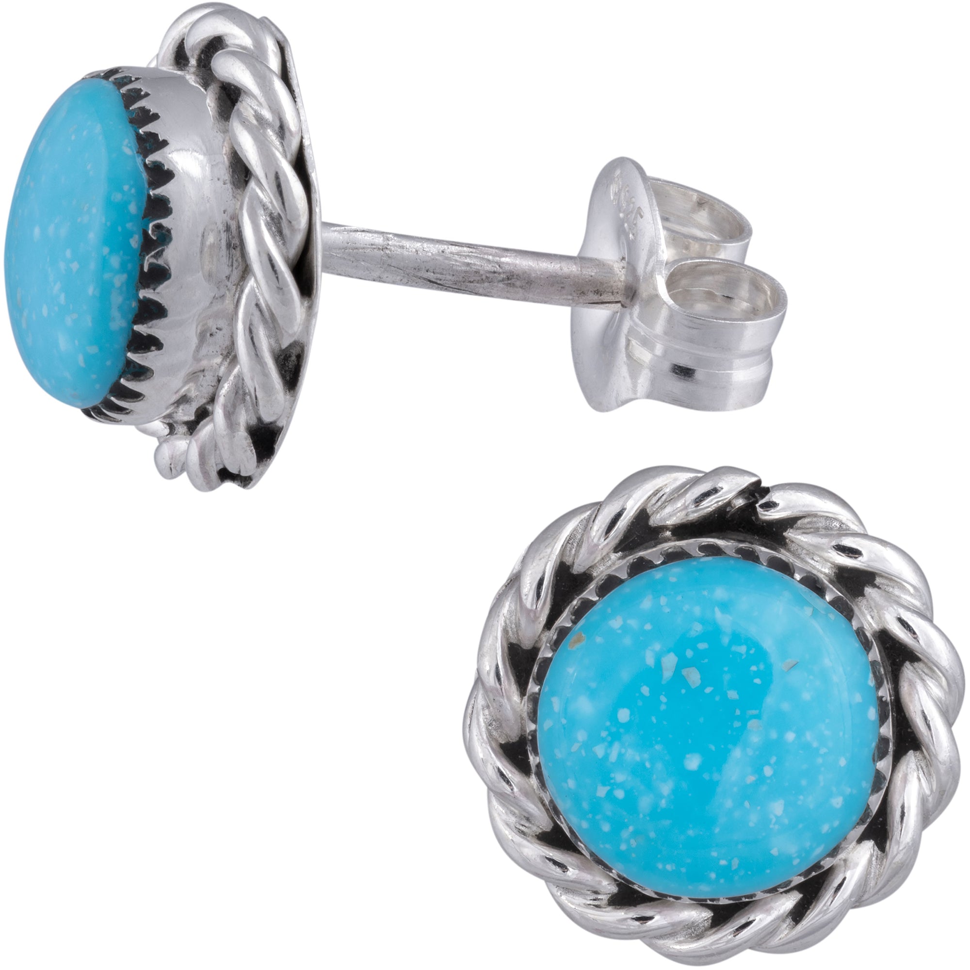 Sterling Zuni Twisted Post Earrings - Round