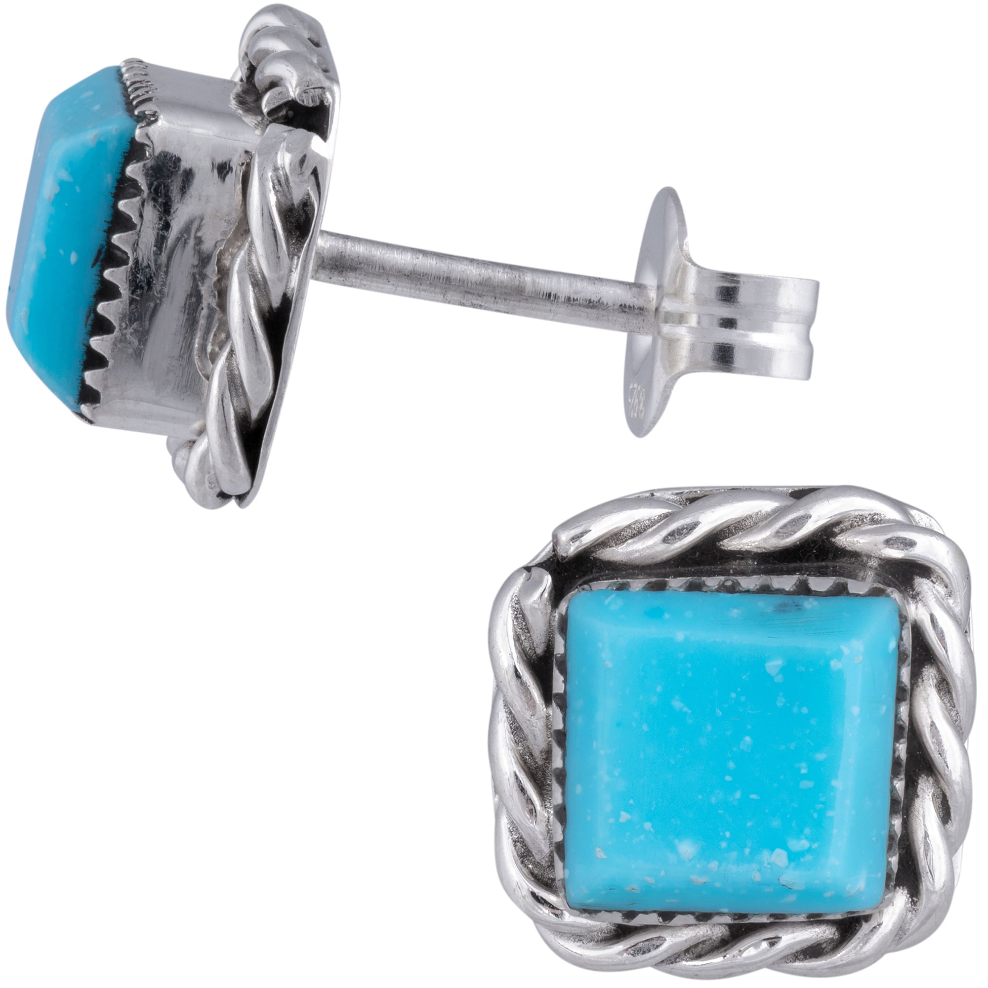 Sterling Zuni Twisted Post Earrings - Square