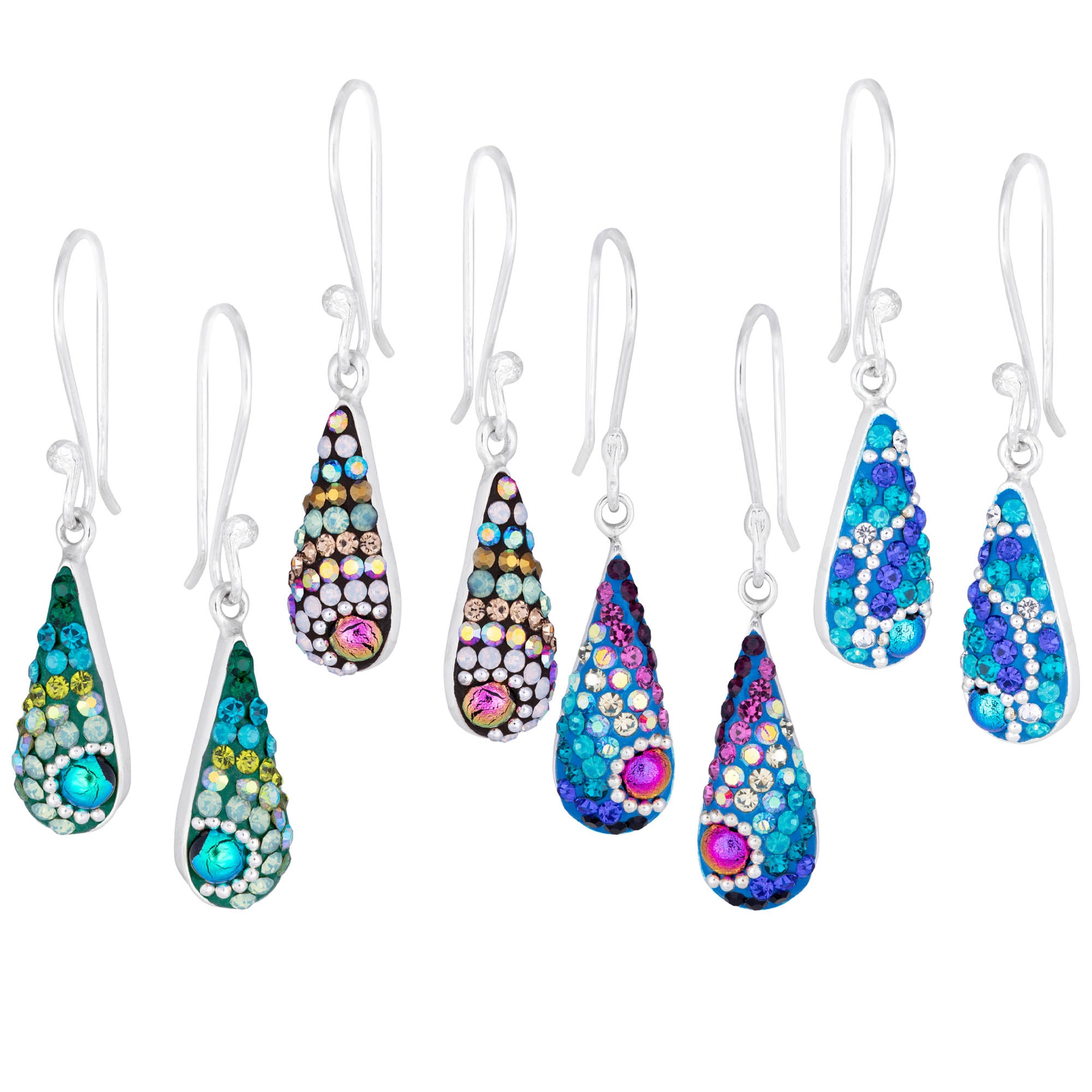 Color Of Life Mosaic Crystal Sterling Earrings - Blue