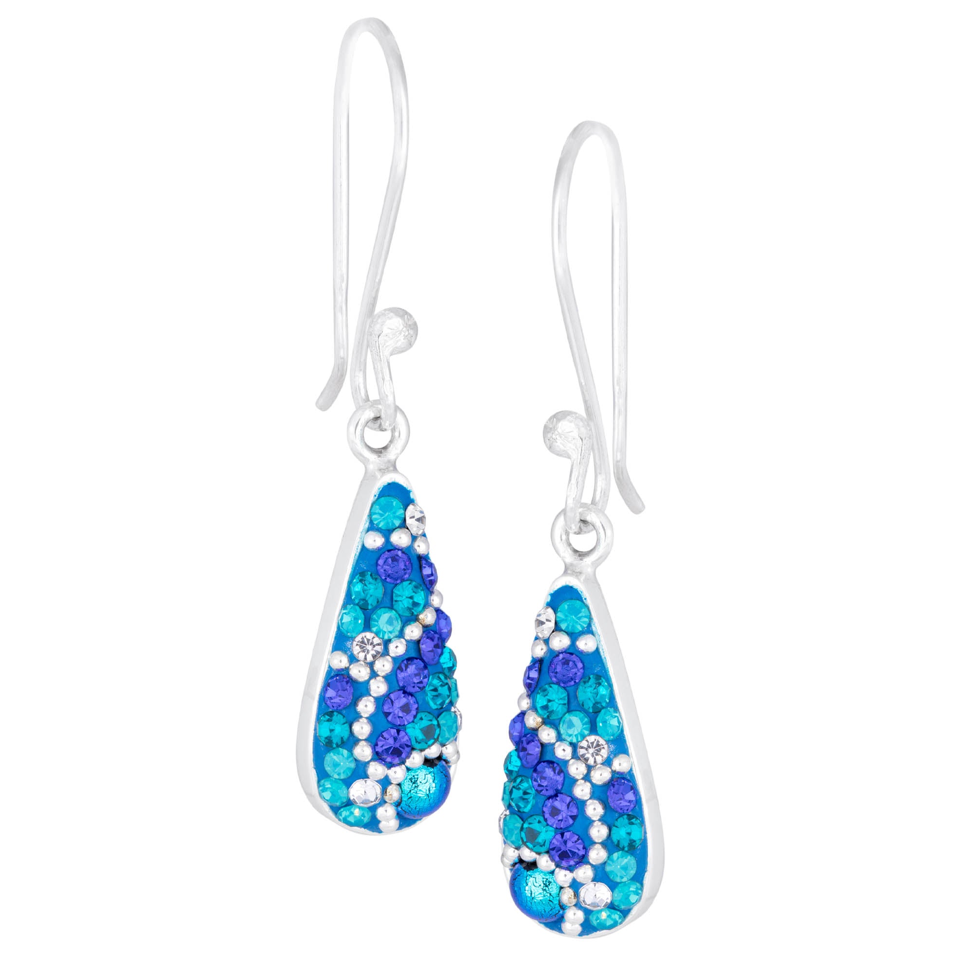 Color Of Life Mosaic Crystal Sterling Earrings - Blue