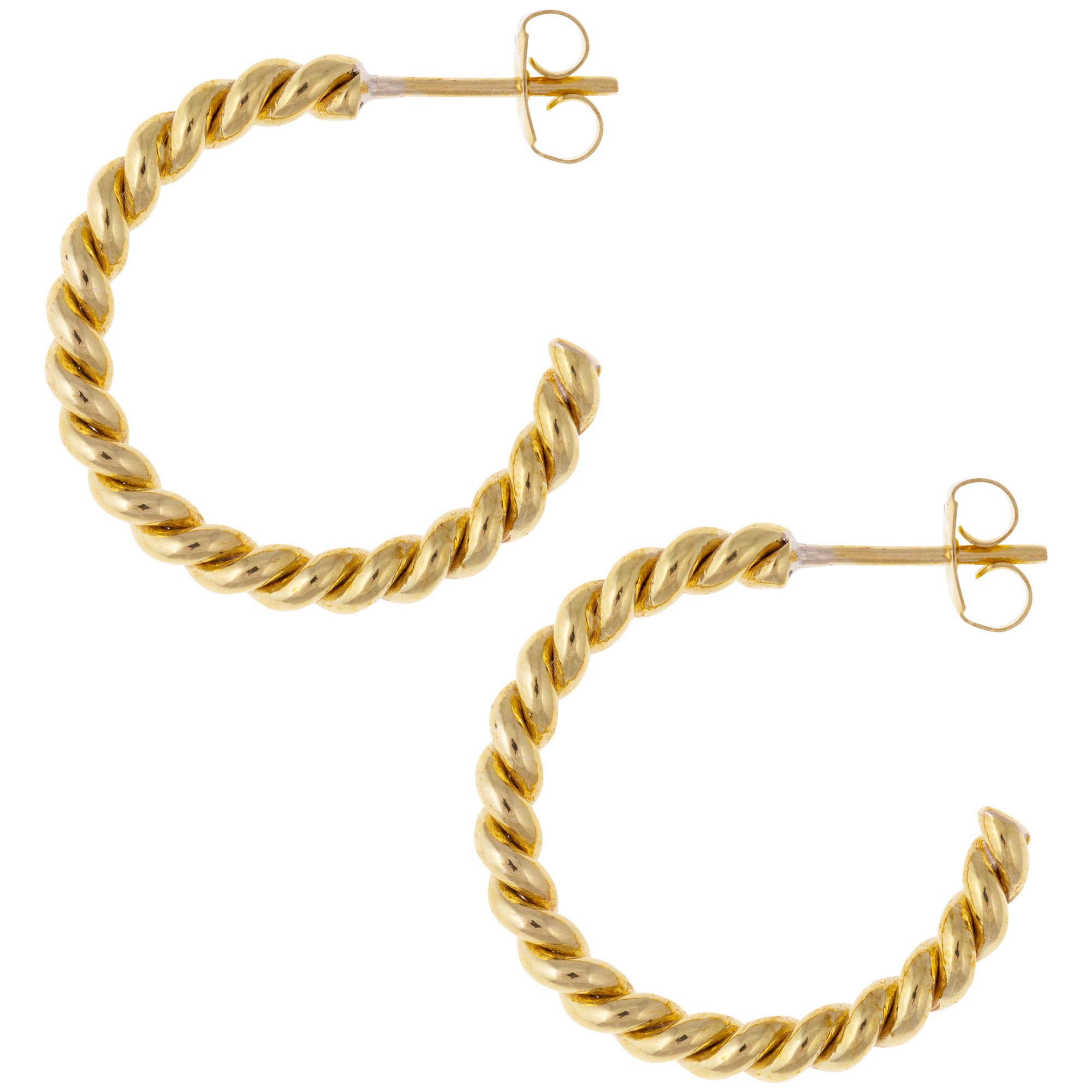 Brass Twisted Hoop Earrings - L
