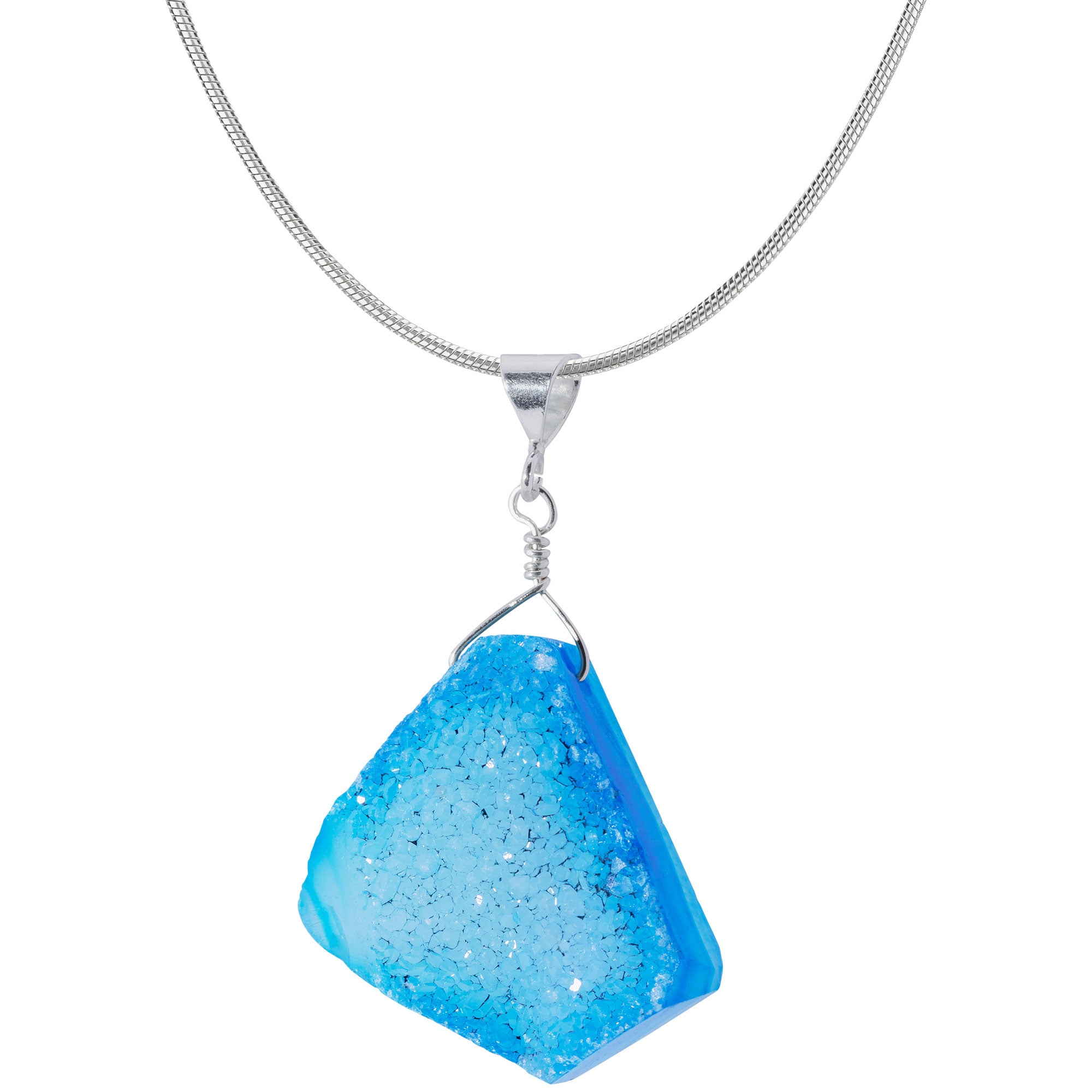 Cool Hues Sterling Silver & Druzy Necklace - Cobalt Blue - With Sterling Cable Chain