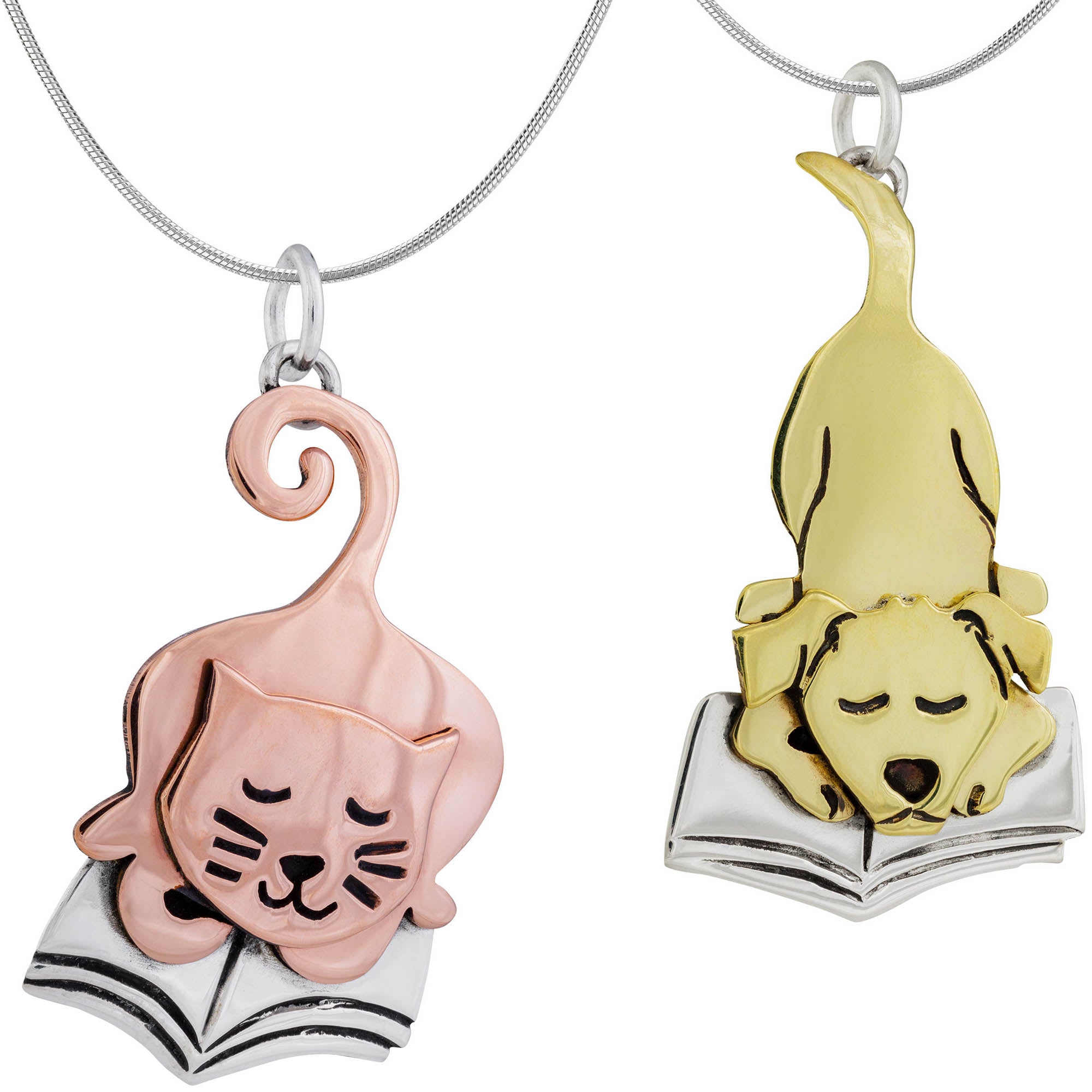 Pet Lover Book Club Sterling Necklace - Dog - With Diamond Cut Chain