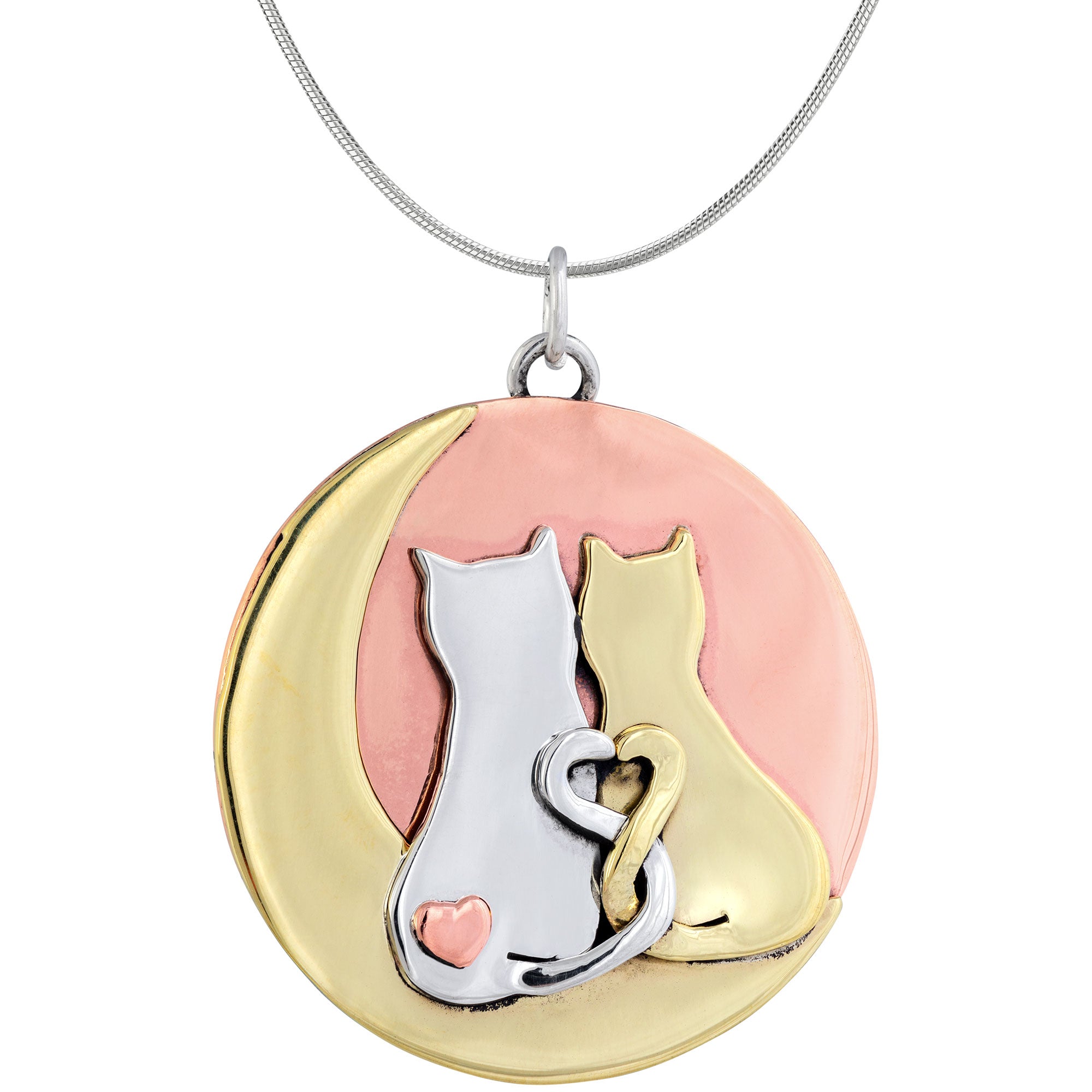 My Forever Sweetheart Cats Sterling Necklace - With Diamond Cut Chain