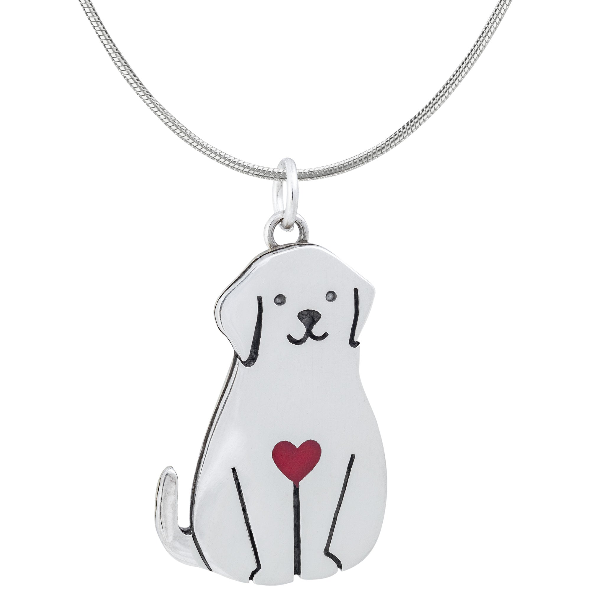 My Forever Valentine Sterling Necklace - Dog - With Snake Chain