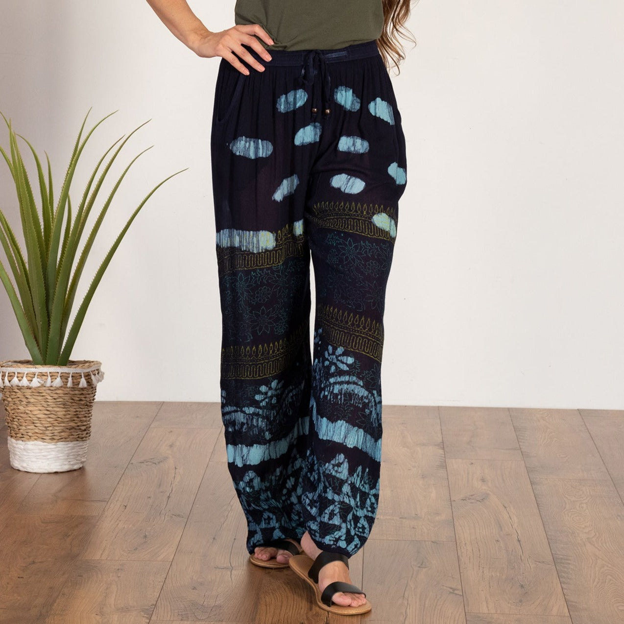 Women's Made To Move Casual Palazzo Pants & Top Set - Pants - Black & Blue - 1X