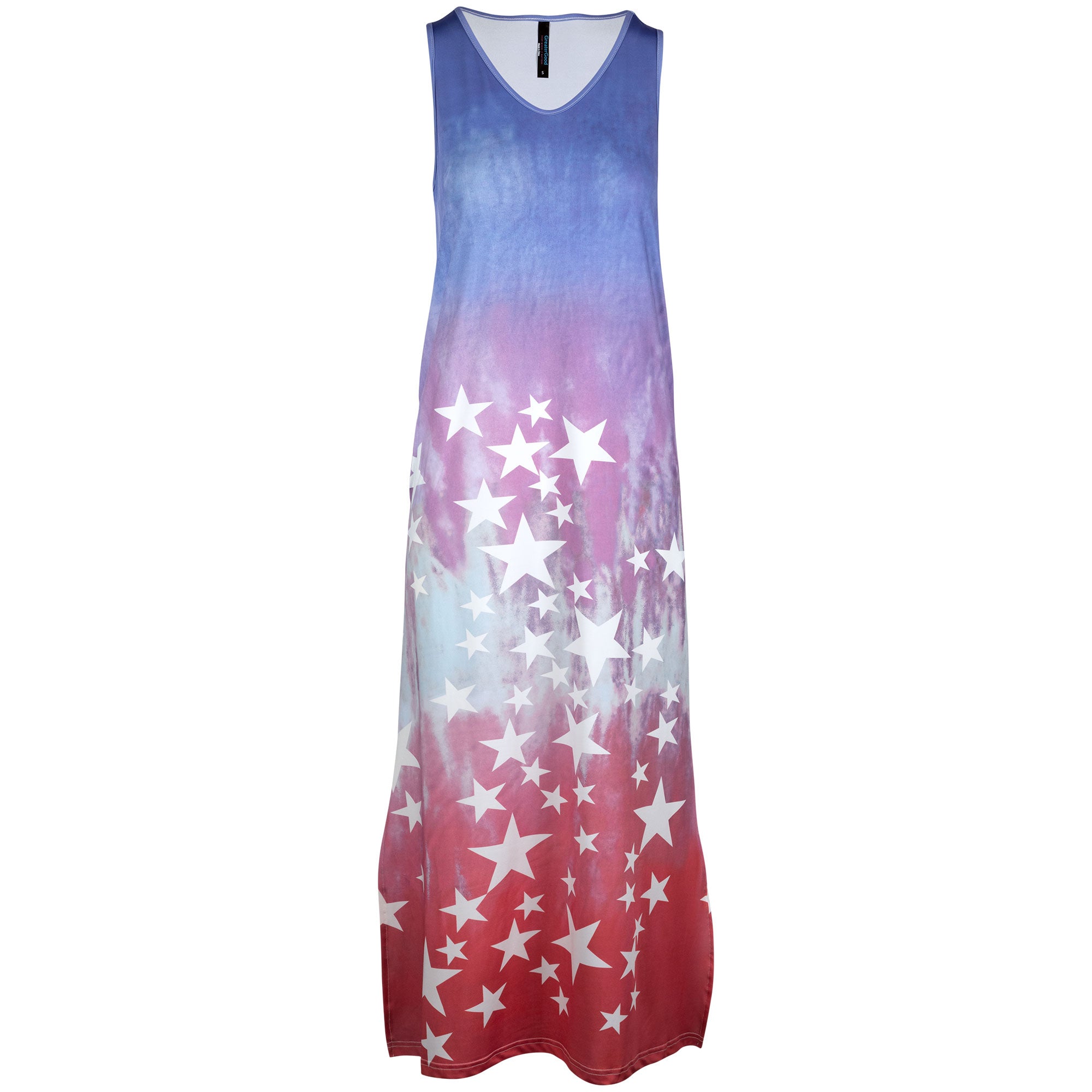 Shining Star Long Sleeveless Dress , Red White And Blue Dress - S