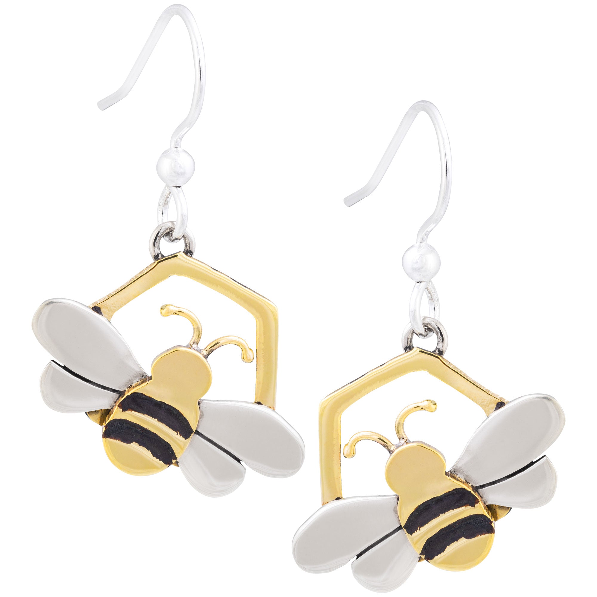 Honey Bee Mixed Metal Earrings - Medium Bee