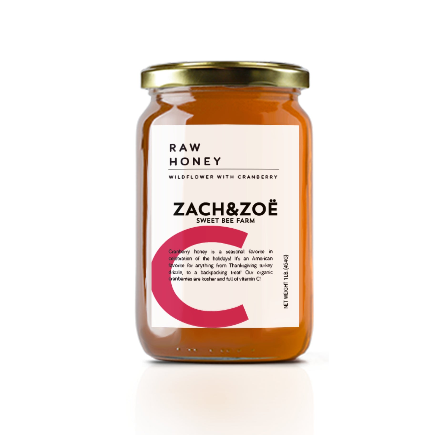 Zach And Zoe Sweet Bee Farm Raw Unfiltered Honey - 16 Oz. - Wildflower With Cranberry