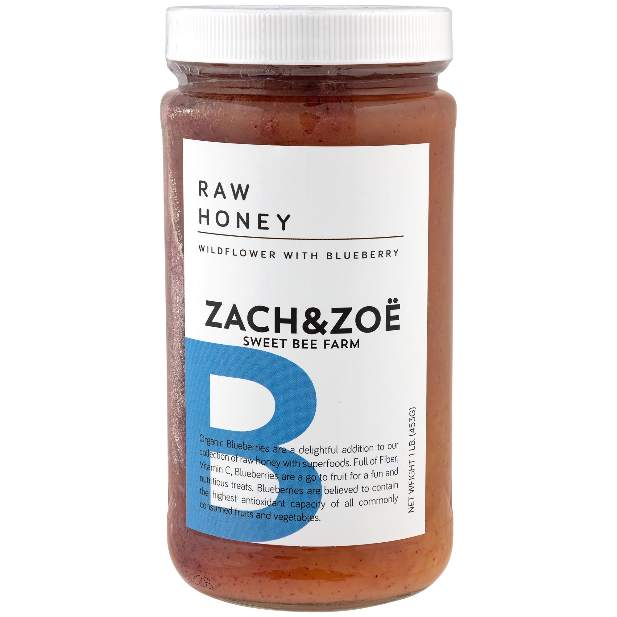 Zach And Zoe Sweet Bee Farm Raw Unfiltered Honey - 16 Oz. - Wildflower With Blueberry