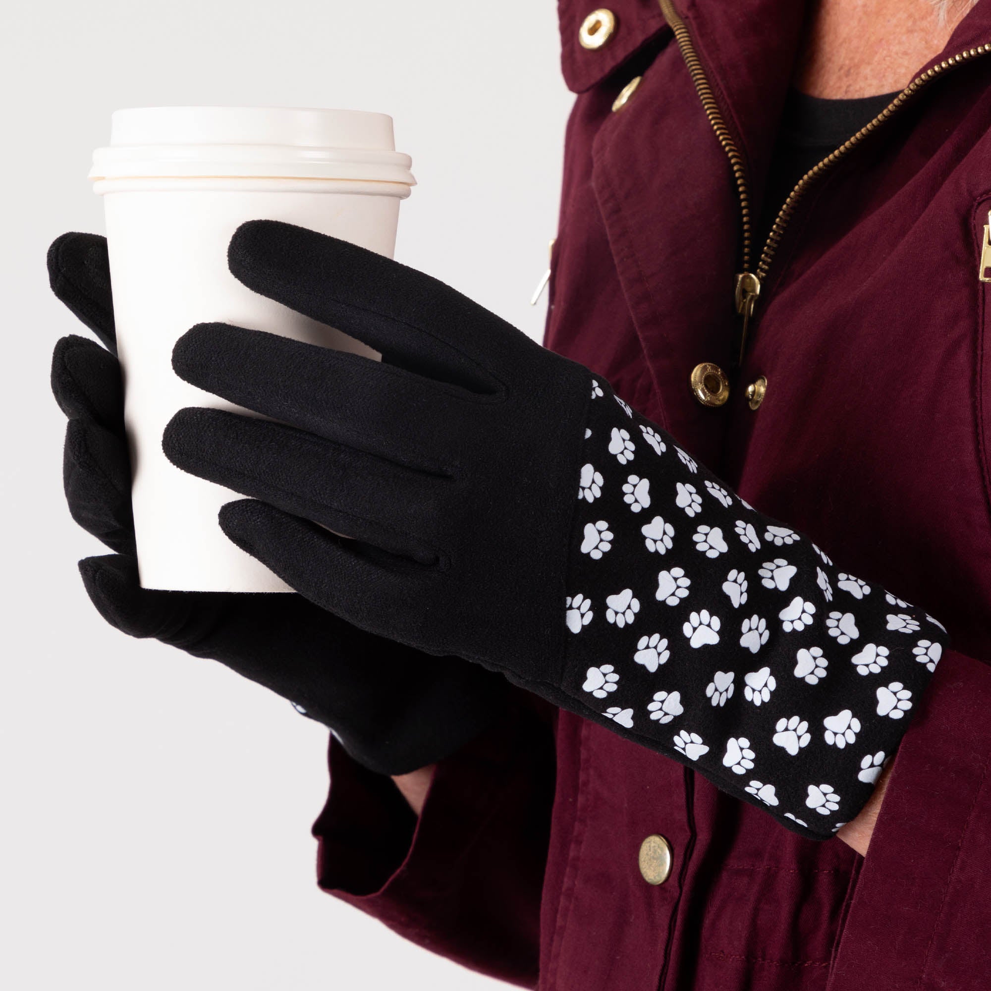 Vibrant Paws Touch Screen Gloves - White Paws