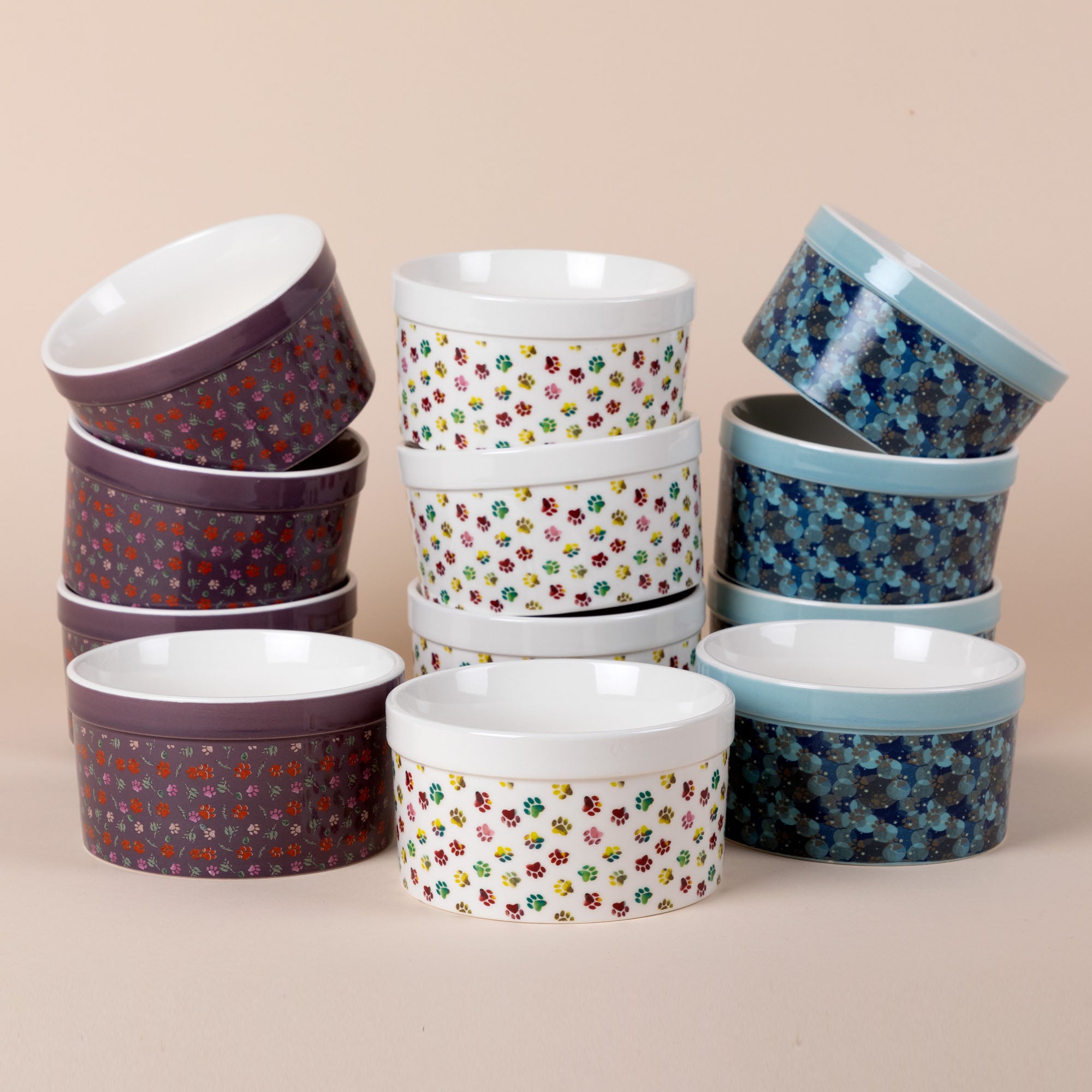 Paw Print Ramekin - Set Of 4 - Rainbow Ombre Paws