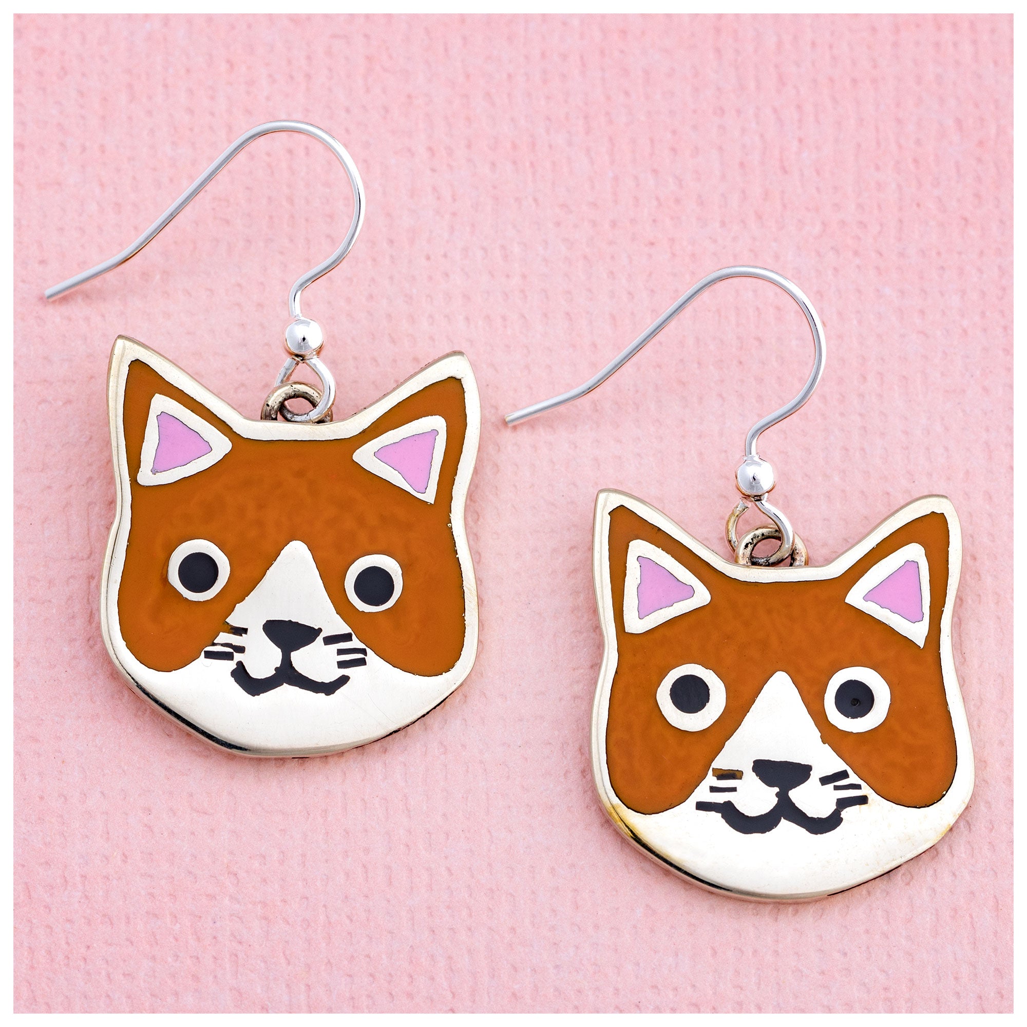 Hand Painted Cat Earrings - Orange Tabby