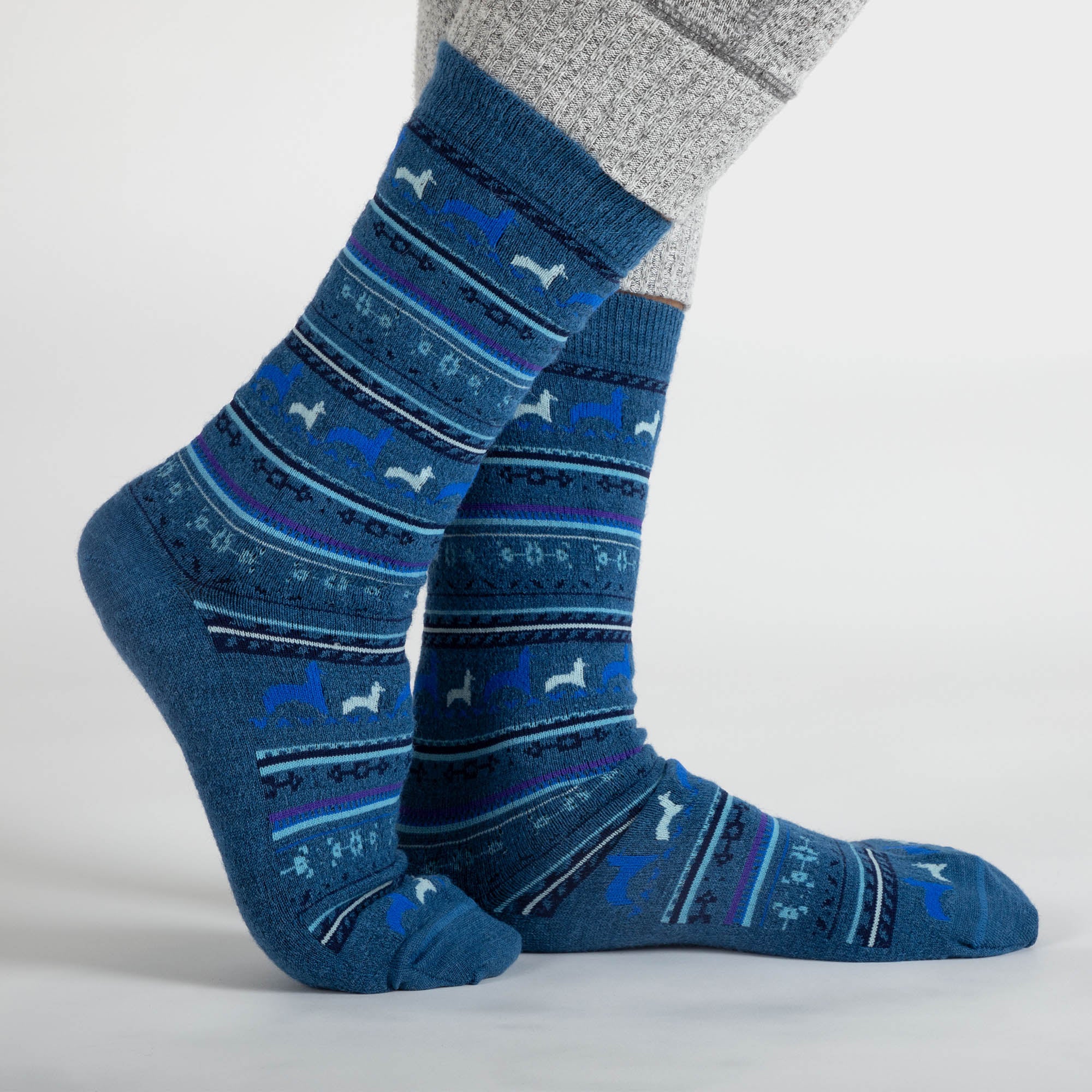 Baby Alpaca Fun Print Socks - Light Blue