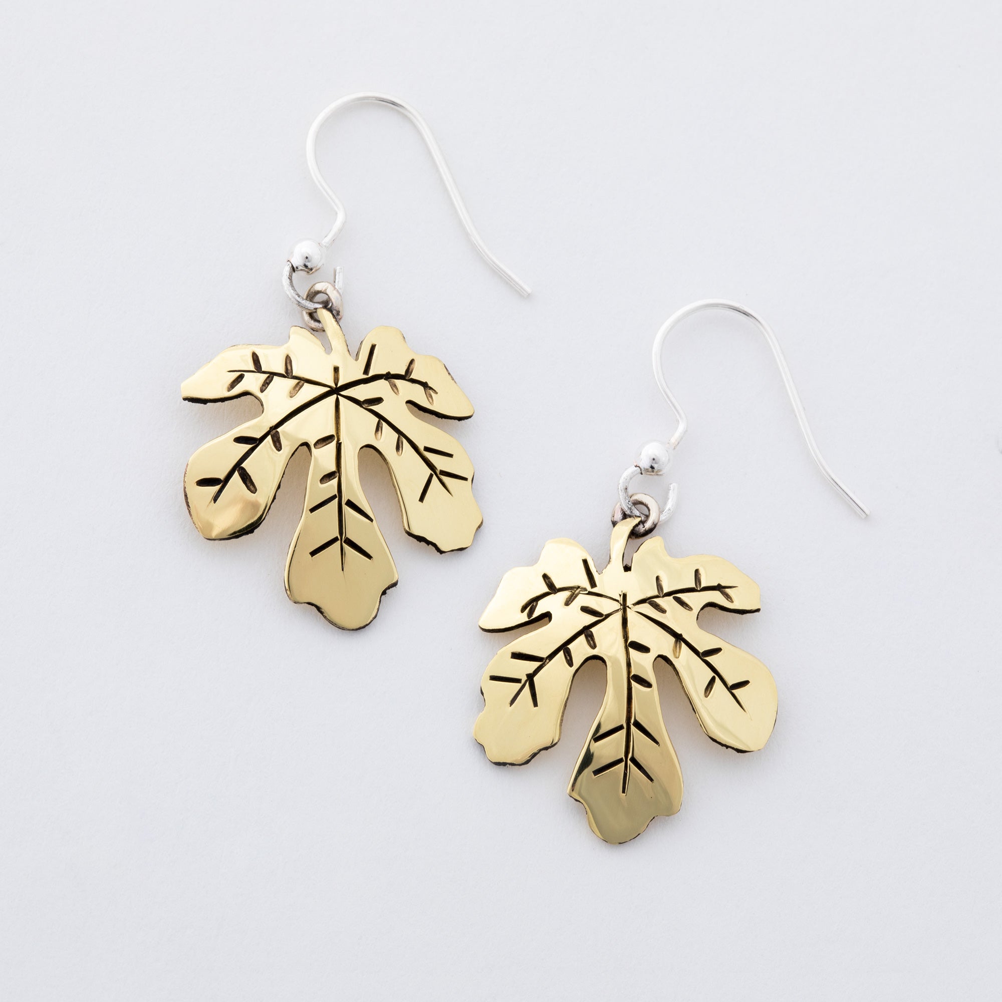 Falling Leaves Mixed Metal Earrings - Fig