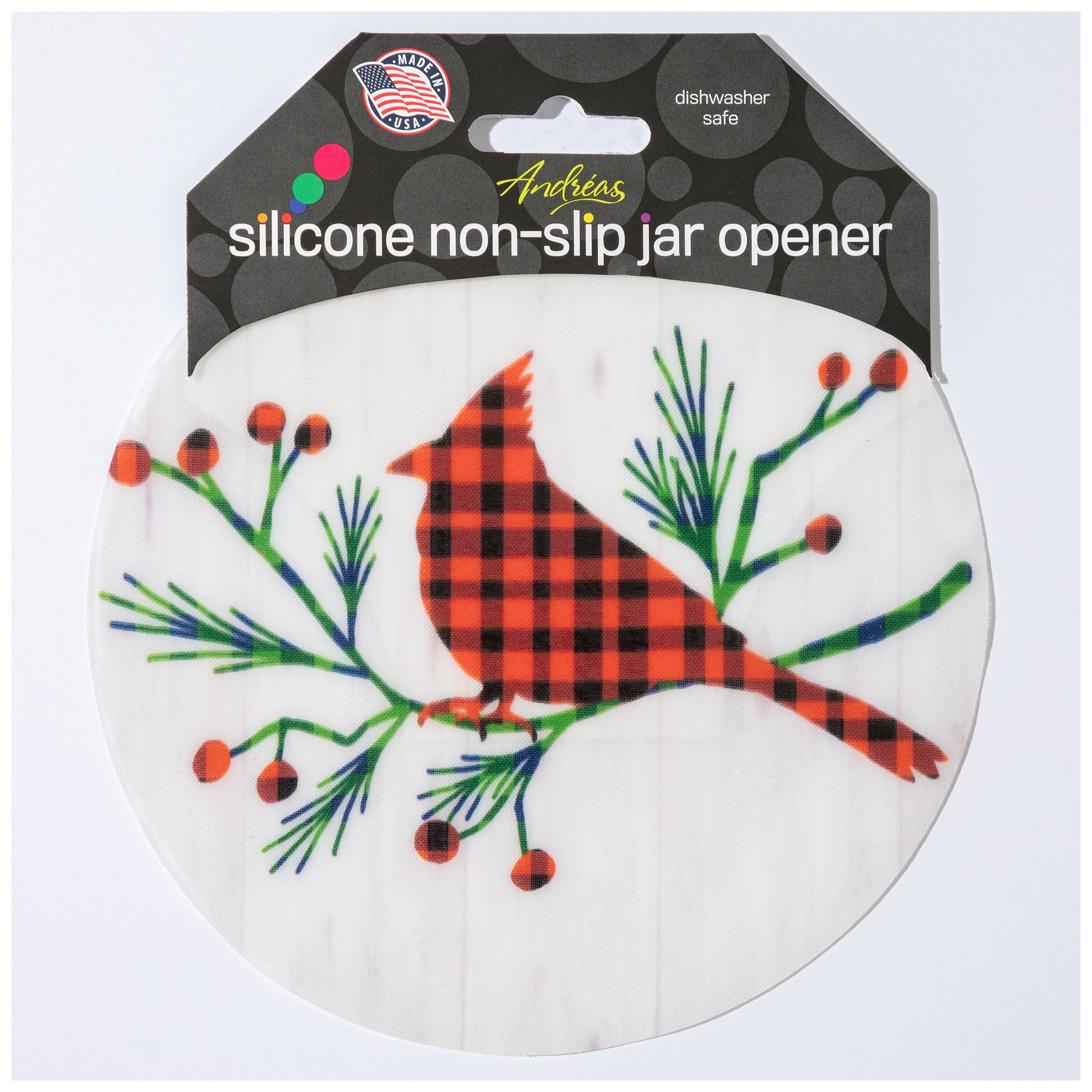 Silicone Jar Opener - Plaid Cardinal