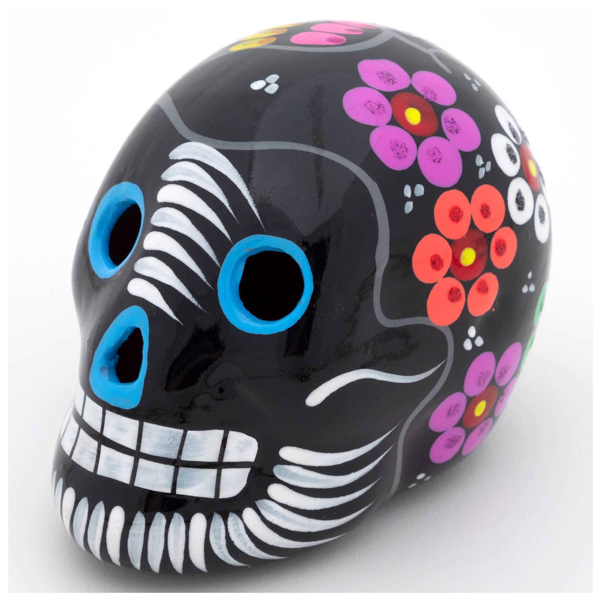 Hand Painted Ceramic Skull - Black