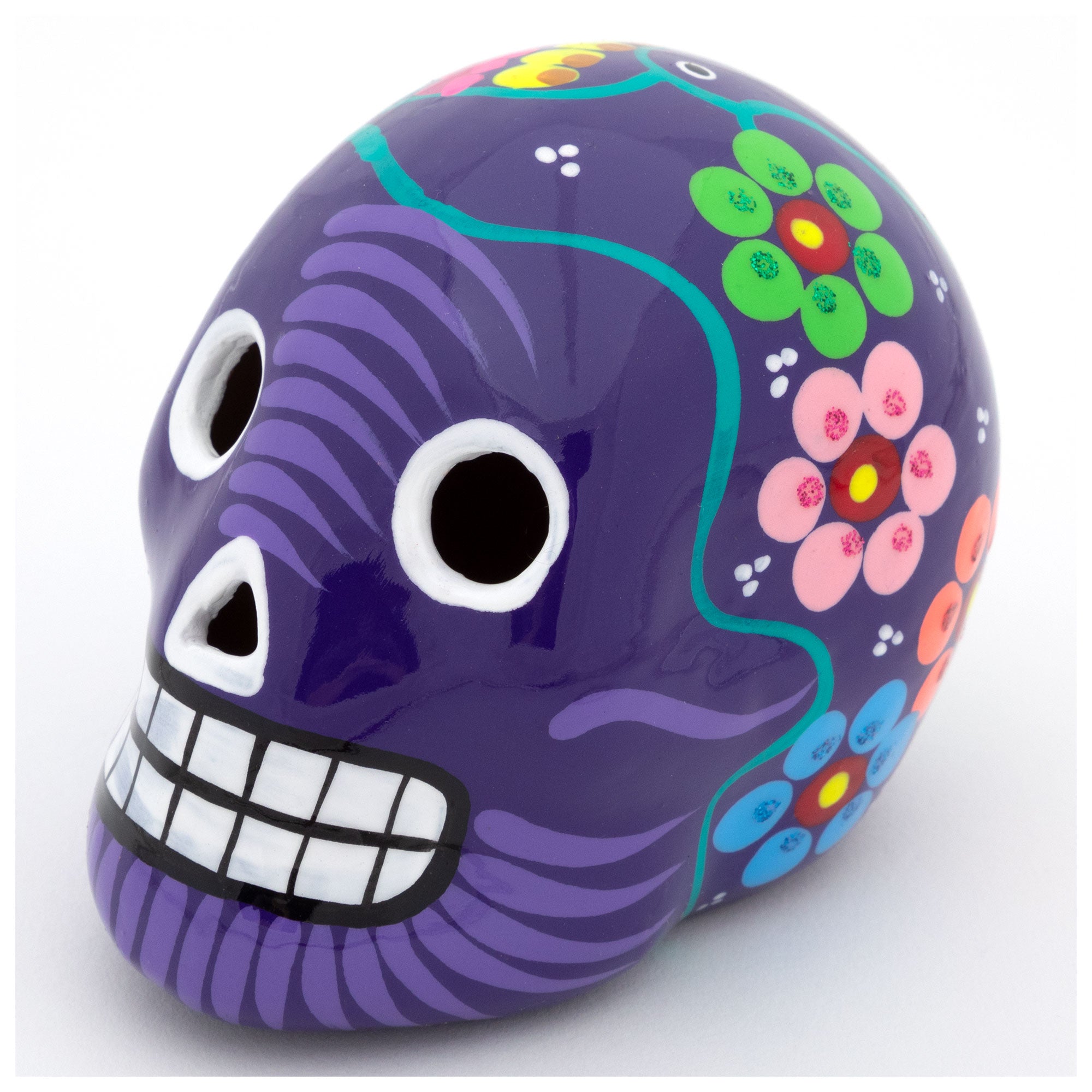 Hand Painted Ceramic Skull - Purple