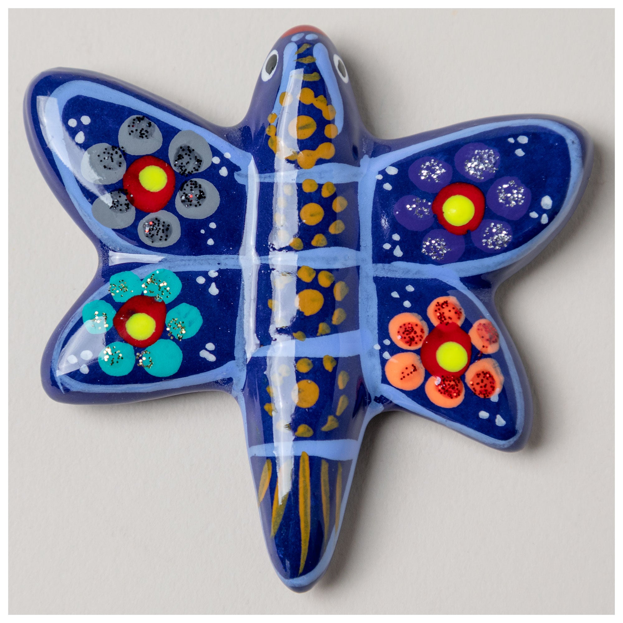 Hand-Painted Ceramic Dragonfly Magnet - Blue