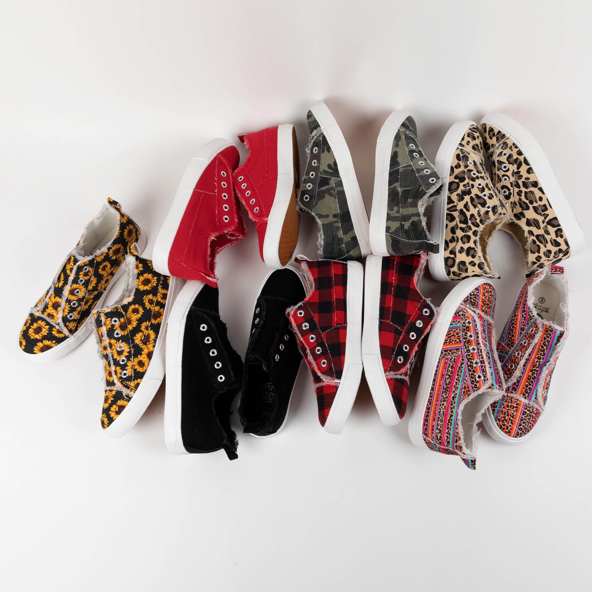Girlie Girl™ Slip-On Canvas Sneakers - Serape & Leopard - 12