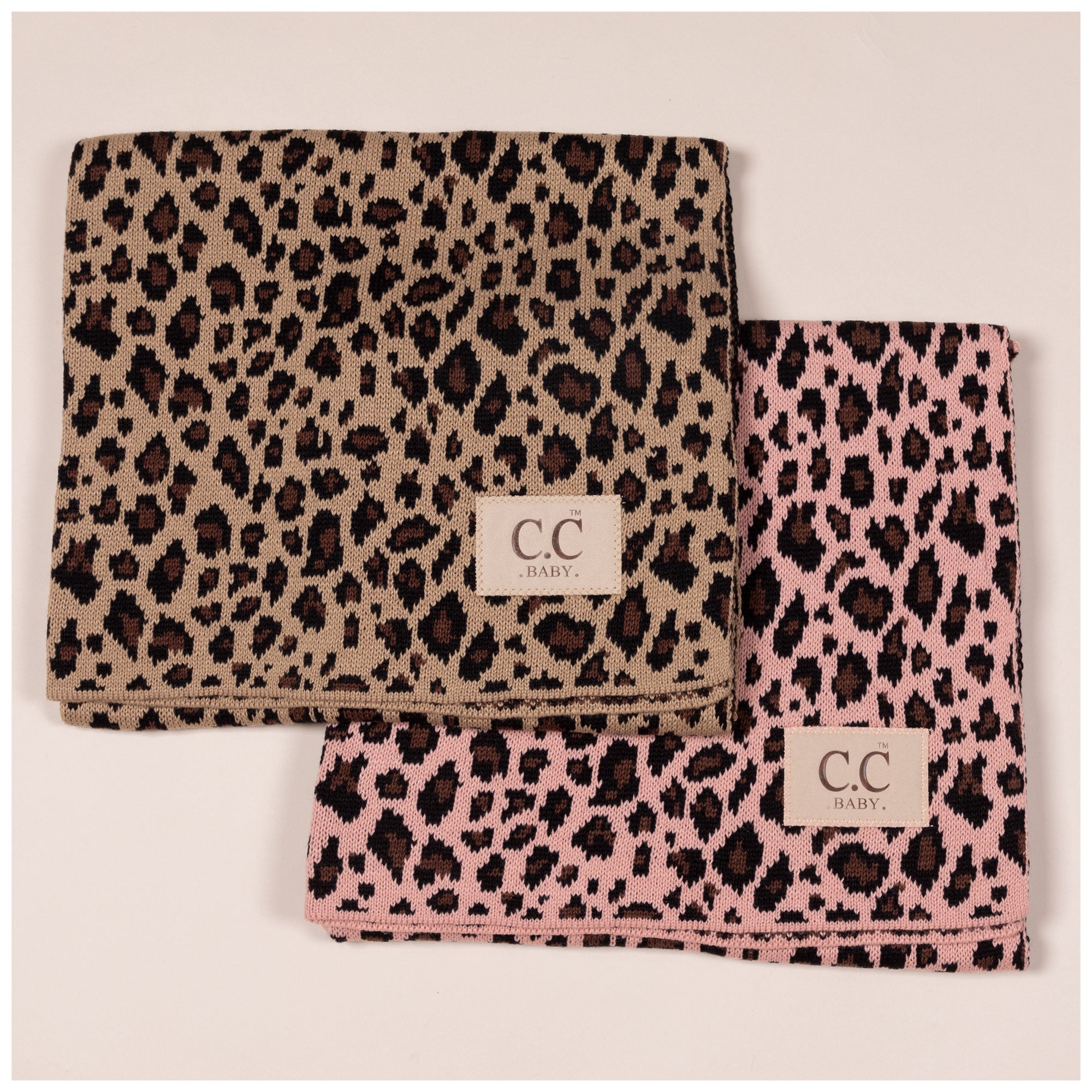 C&C™ Home Leopard Knit Baby Blanket - Leopard