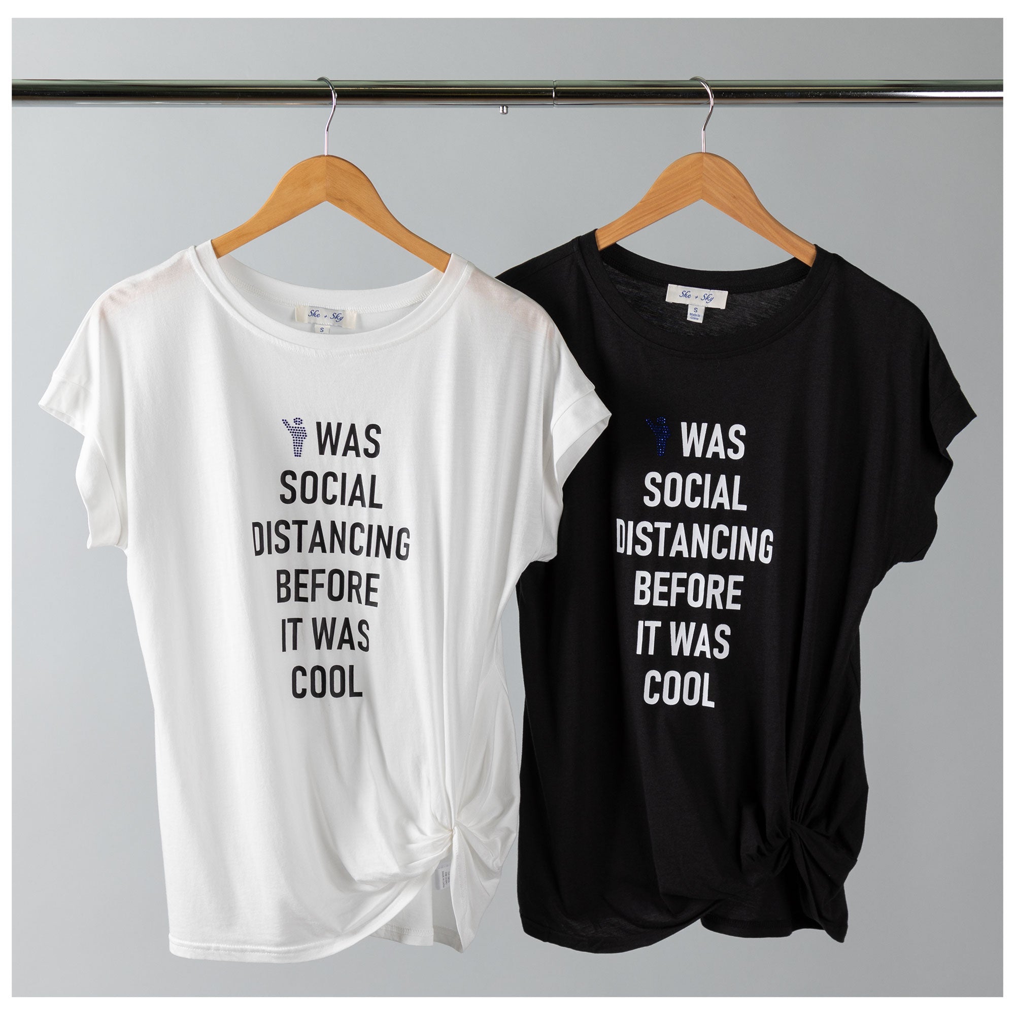 Social Distancing Dolman Front Twist T-Shirt - White - L