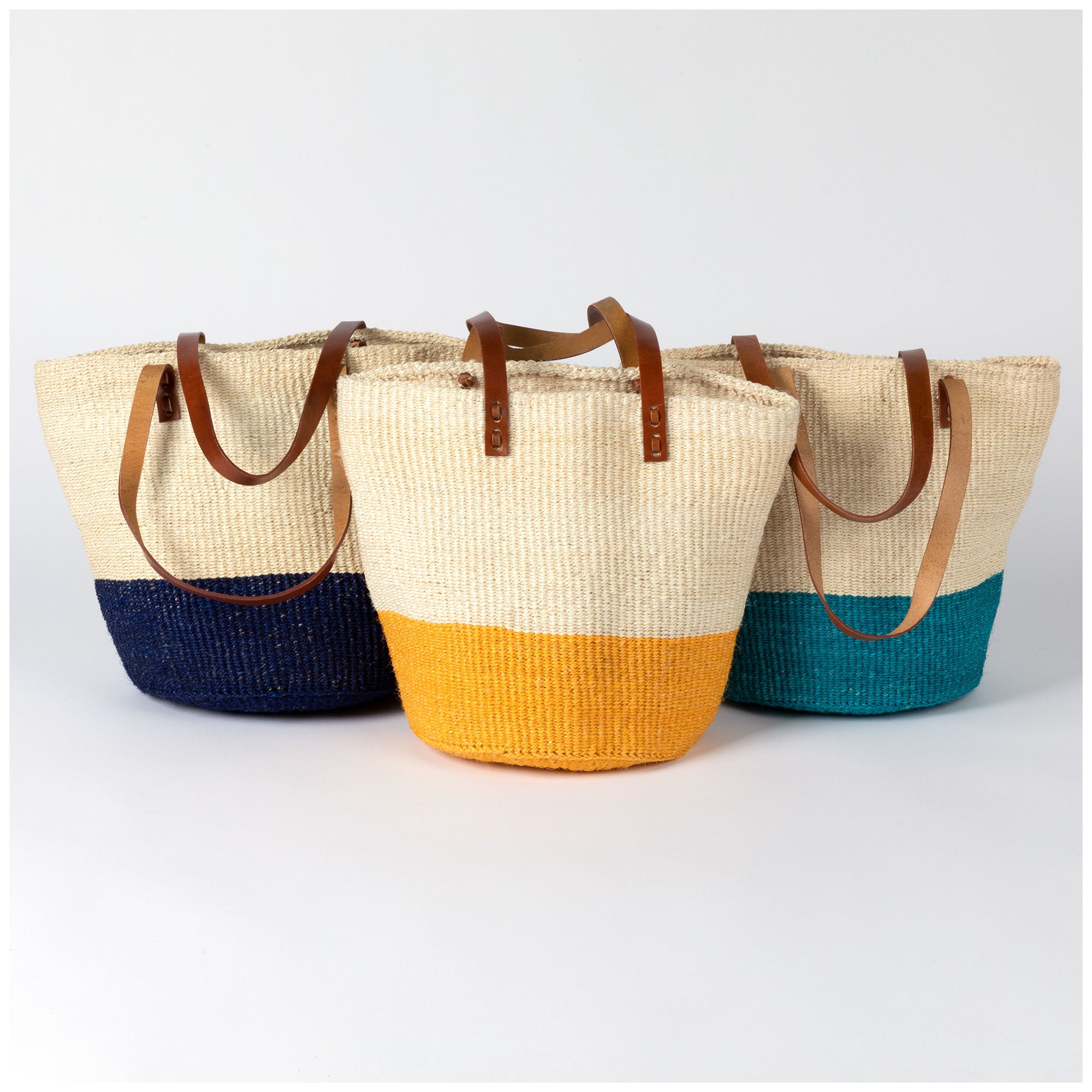 Bamboula Sisal Colorblock Tote - Navy