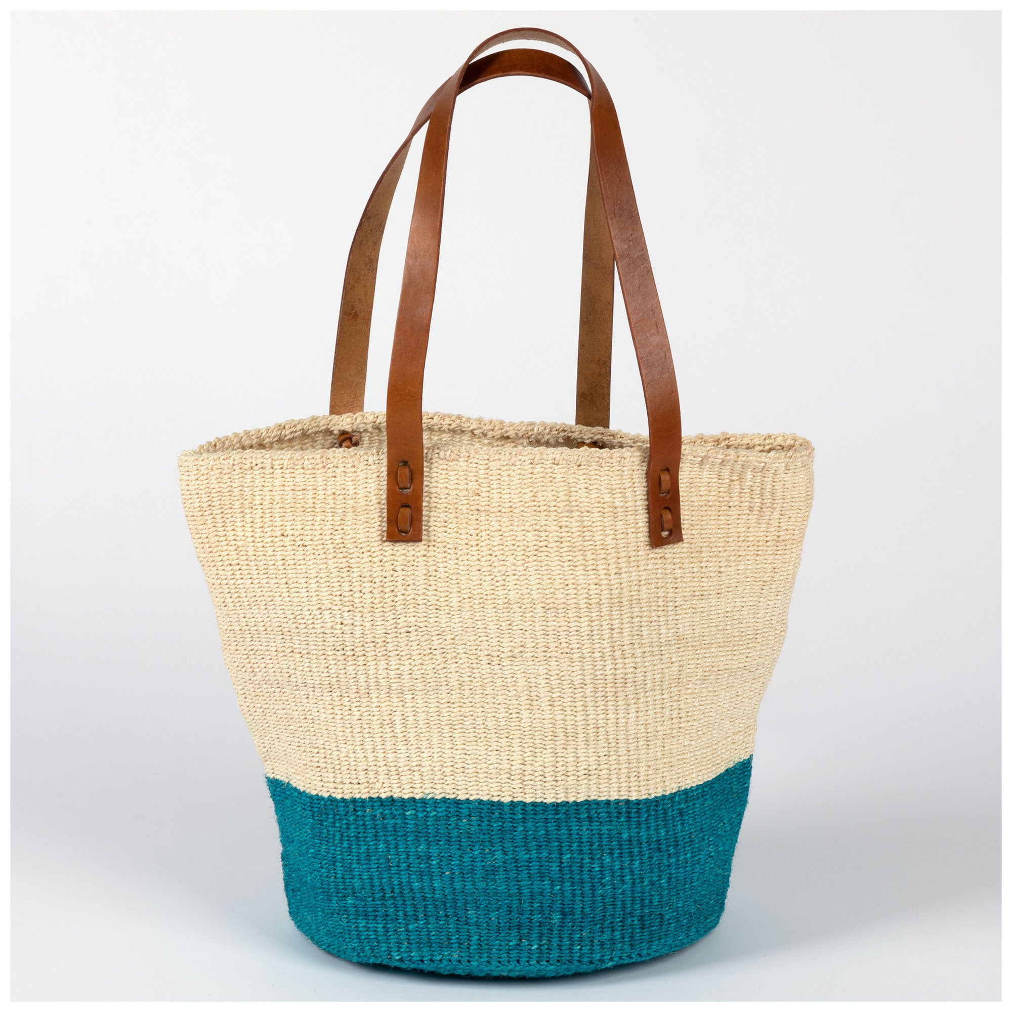 Bamboula Sisal Colorblock Tote - Turquoise
