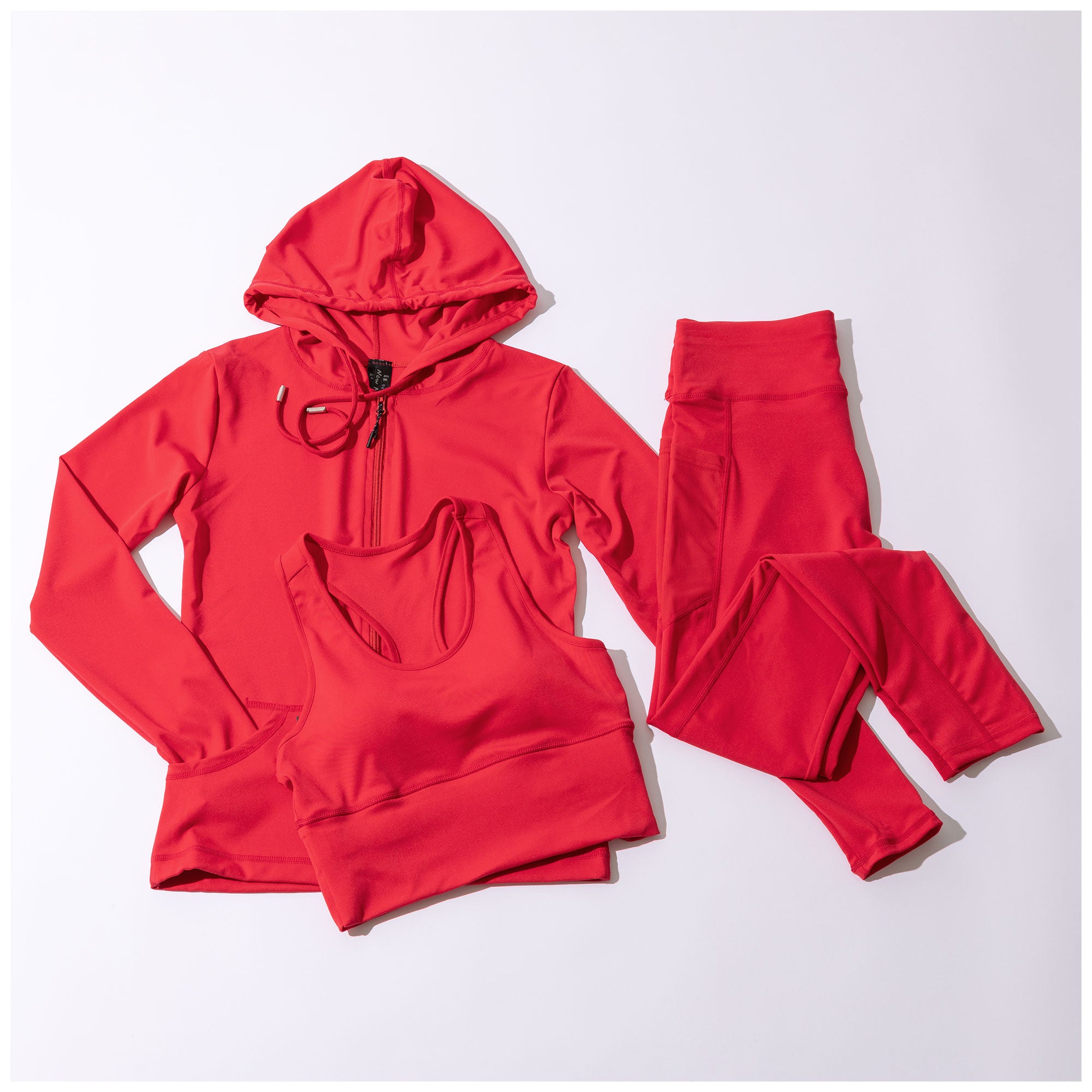 Complete 3-Piece Activewear Set - Red - S/M