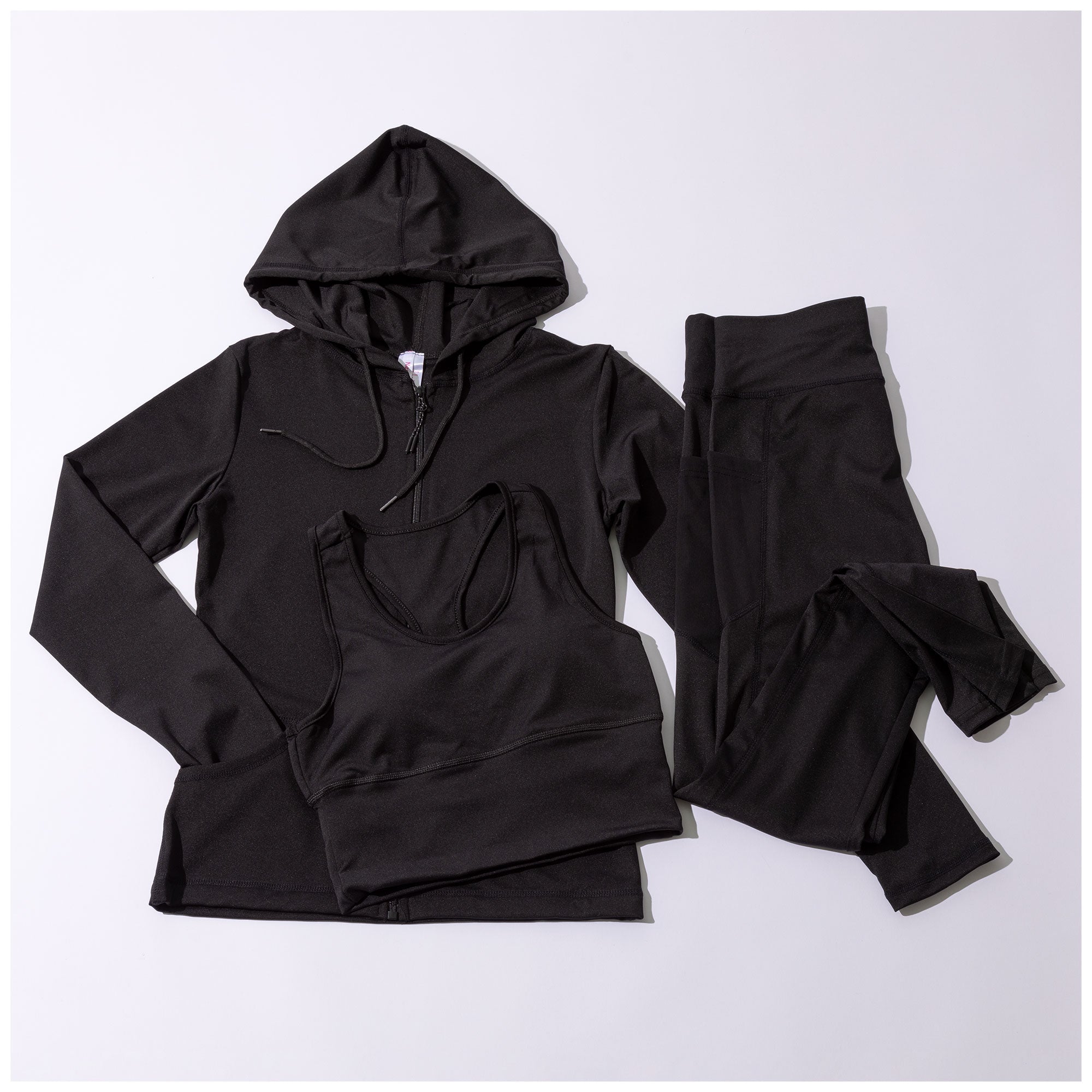 Complete 3-Piece Activewear Set - Black - S/M