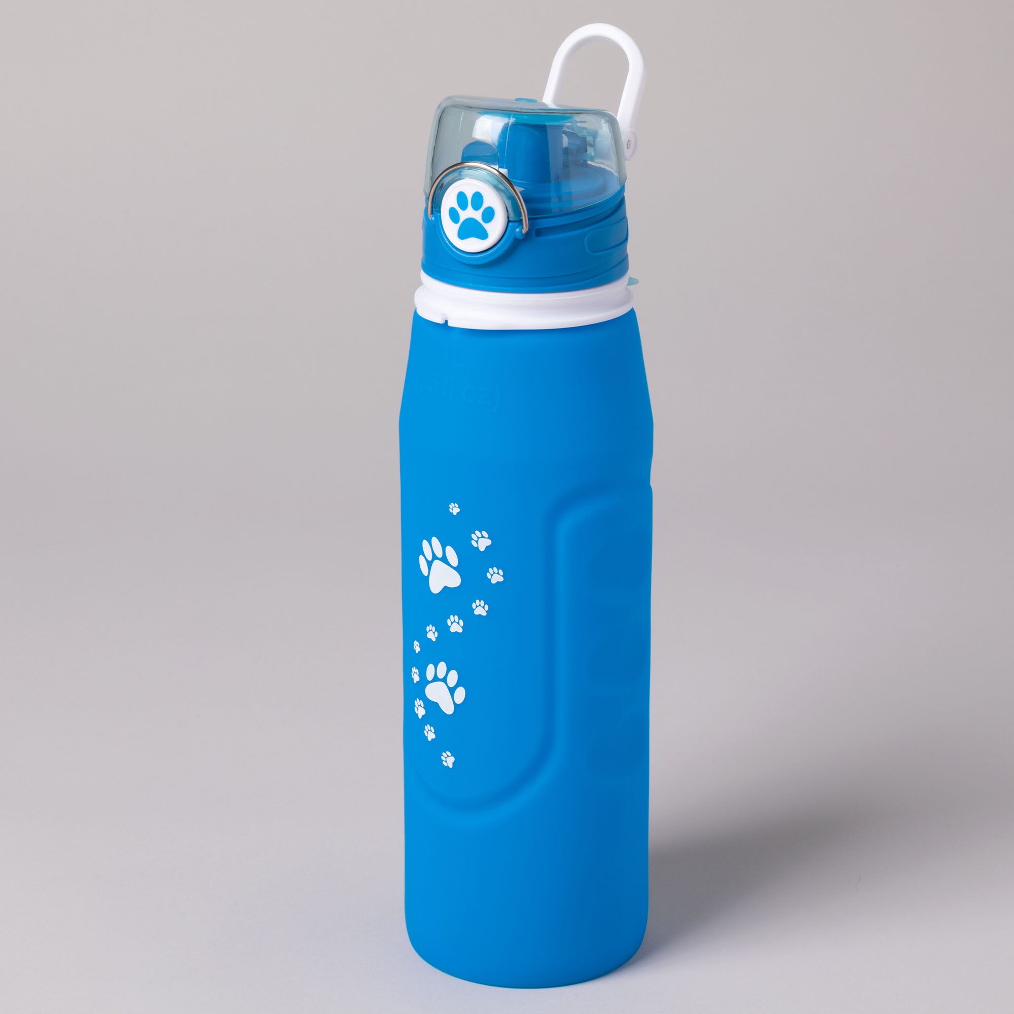 HydroGood Collapsible Silicone Water Bottle - Blue Walking Paws