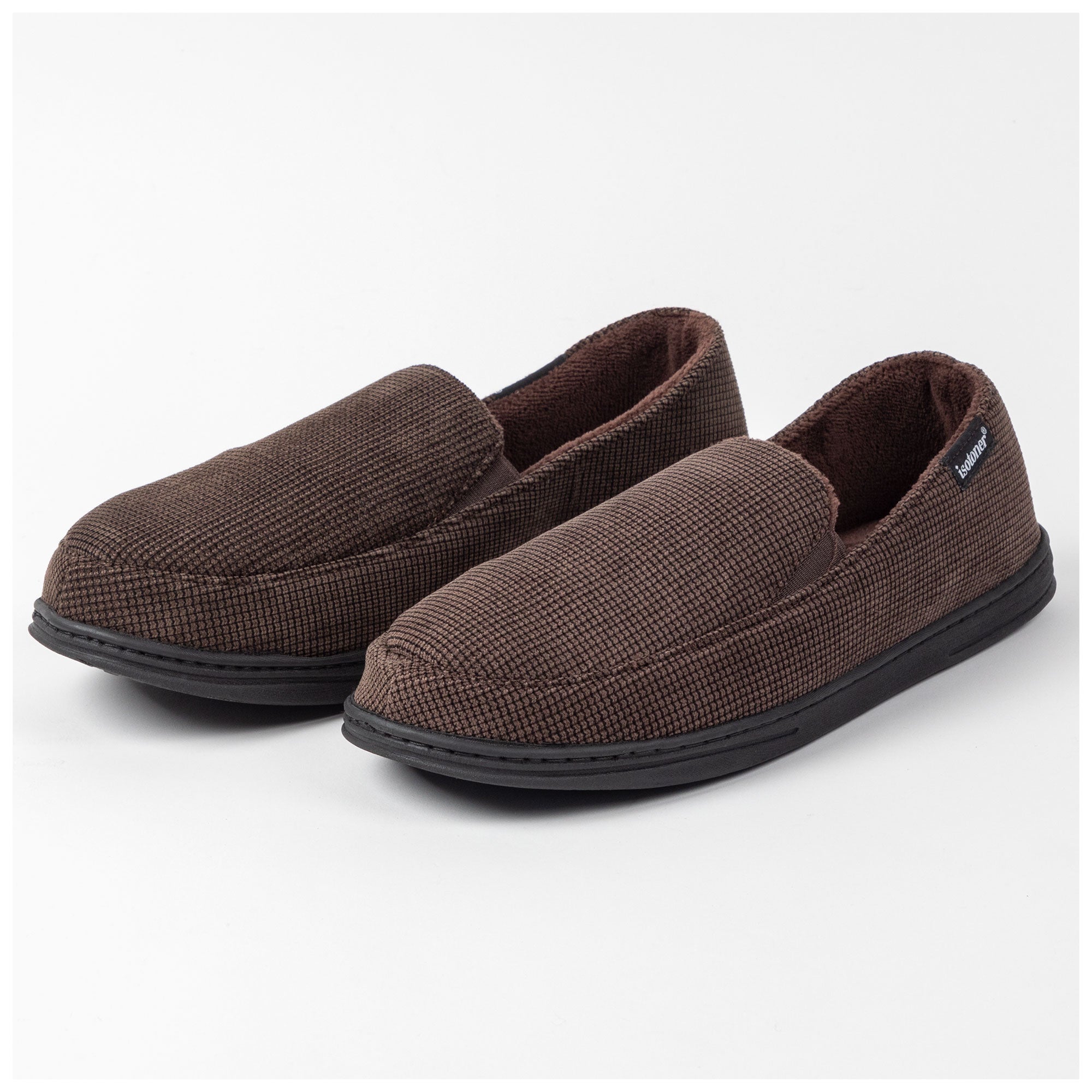 Isotoner® Men's Box Cord Moccasin Slippers - Brown - M