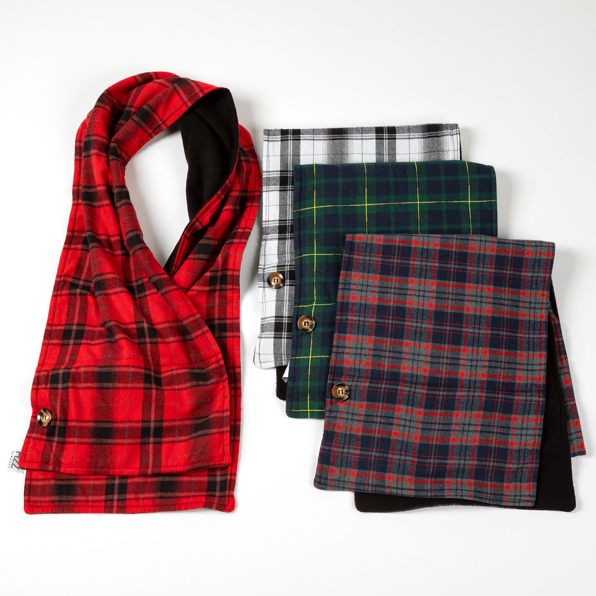 Flannel & Fleece Pocket Scarf - Deep Sea Plaid