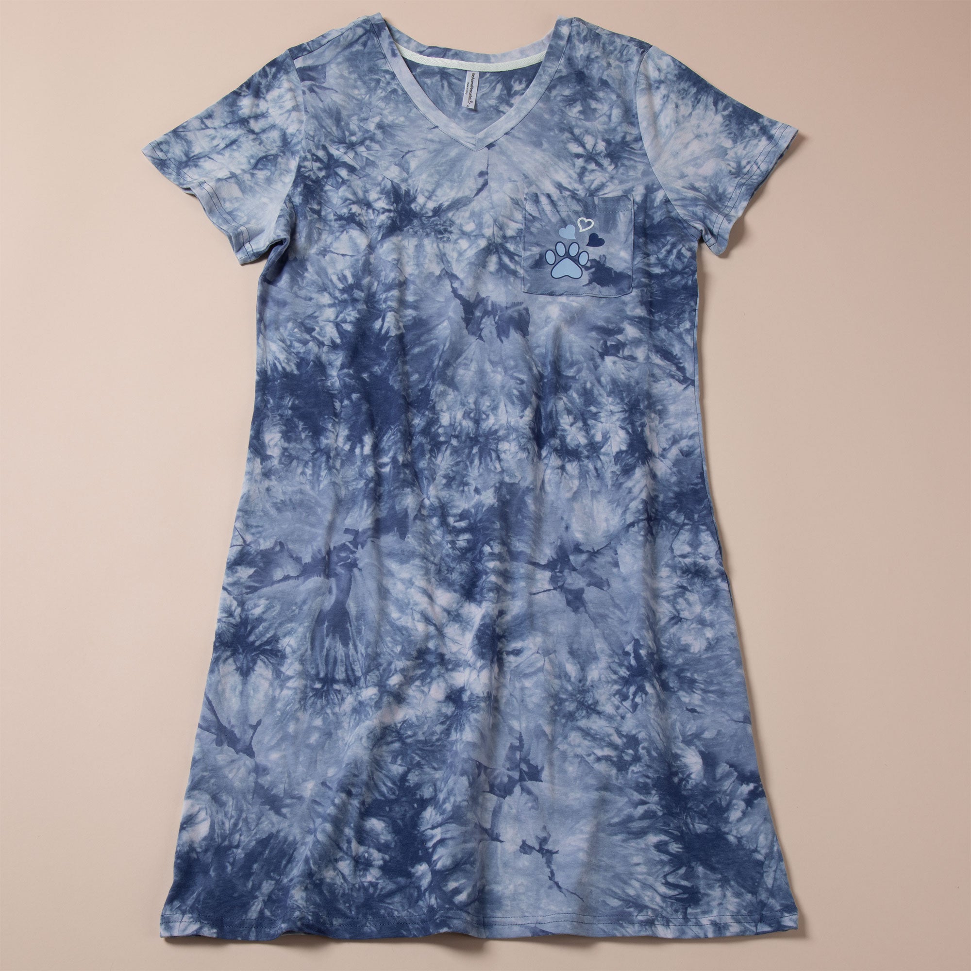 Paw Print Tie-Dye T-Shirt Dress - L